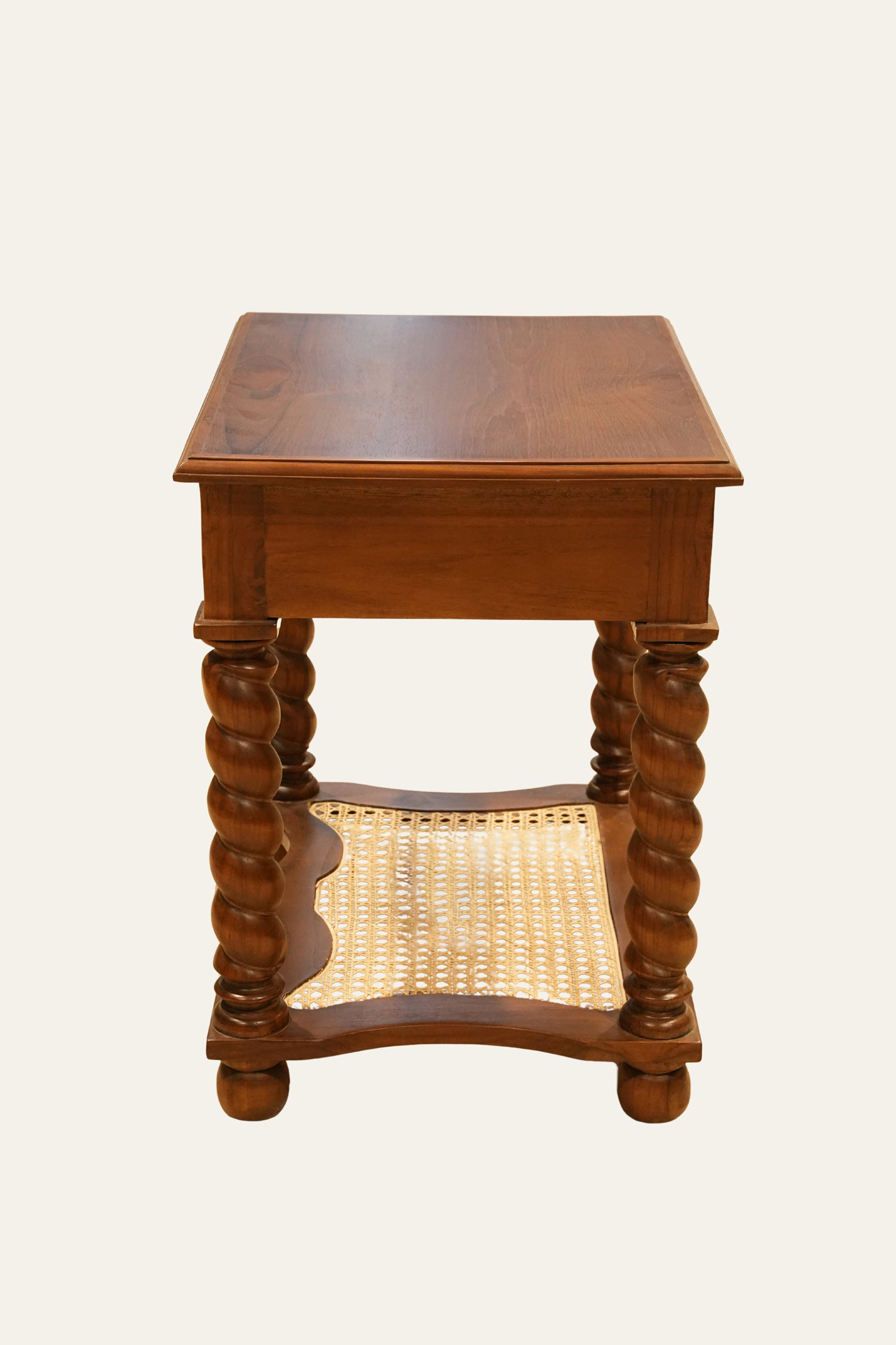Barley Twist 1-Drawer Bedside Table with Cane Shelf