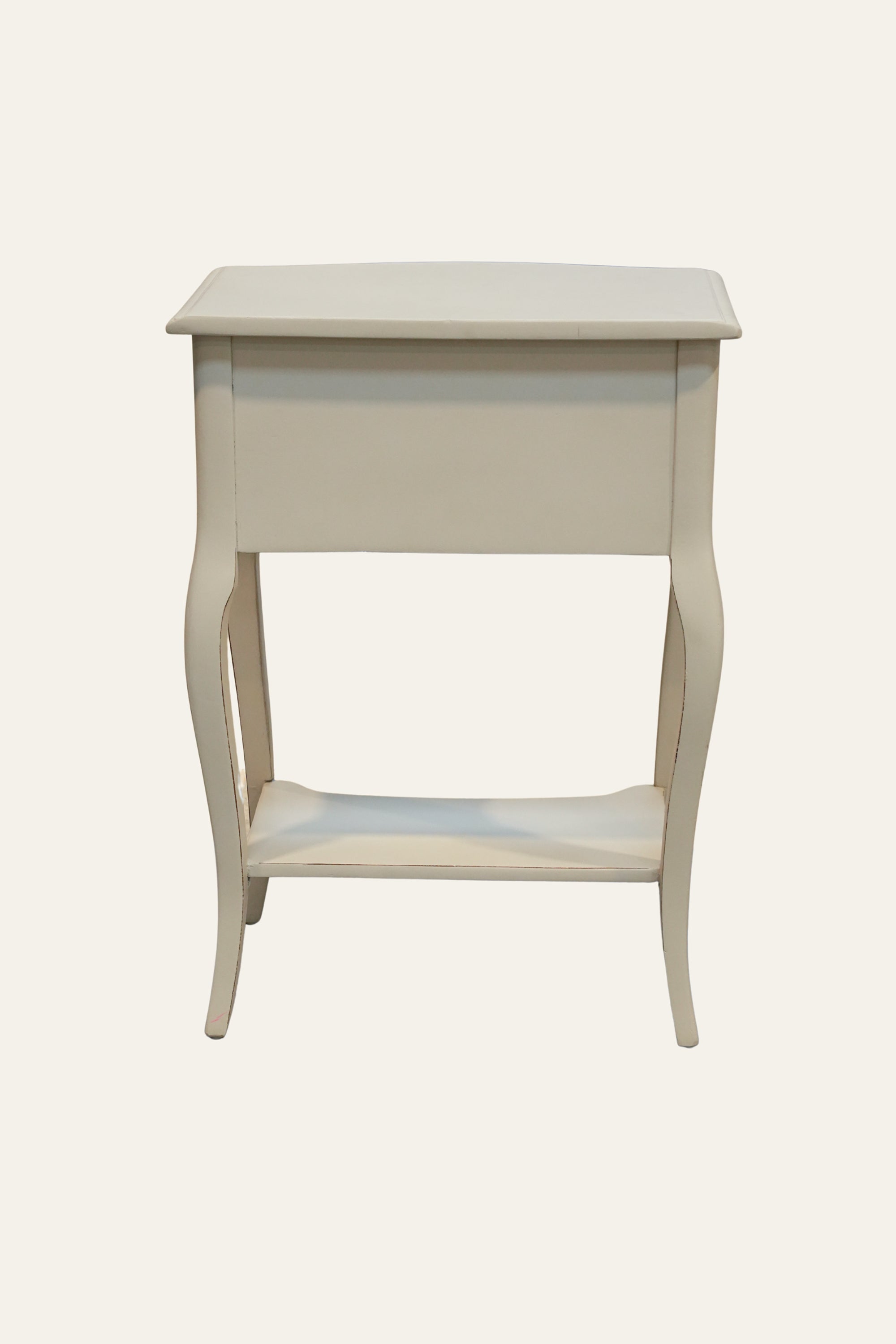 French Style Off-White Bedside Table with 2 Drawers and Shelf
