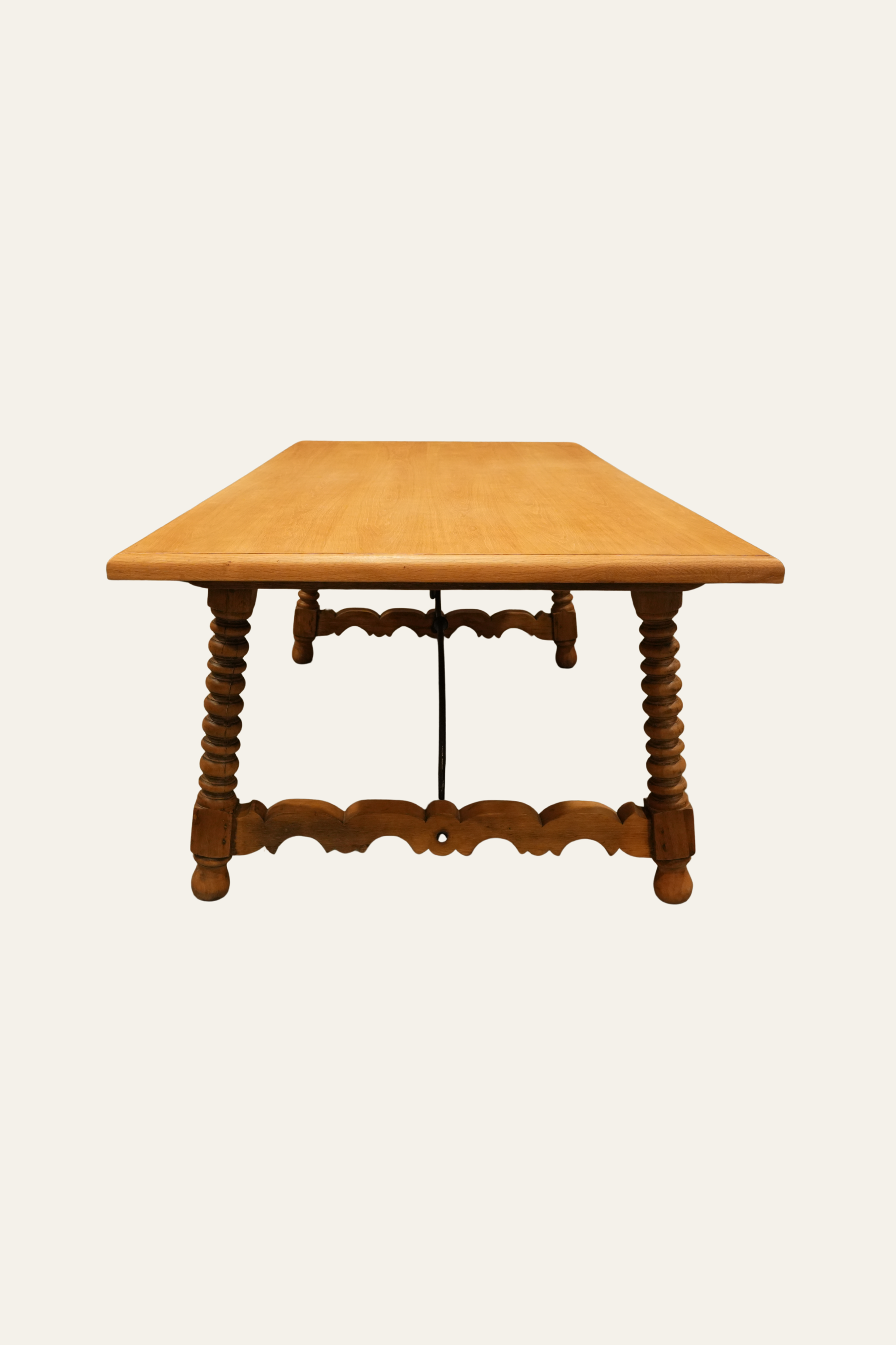 Brown Wooden Dining Table with Iron Stretcher