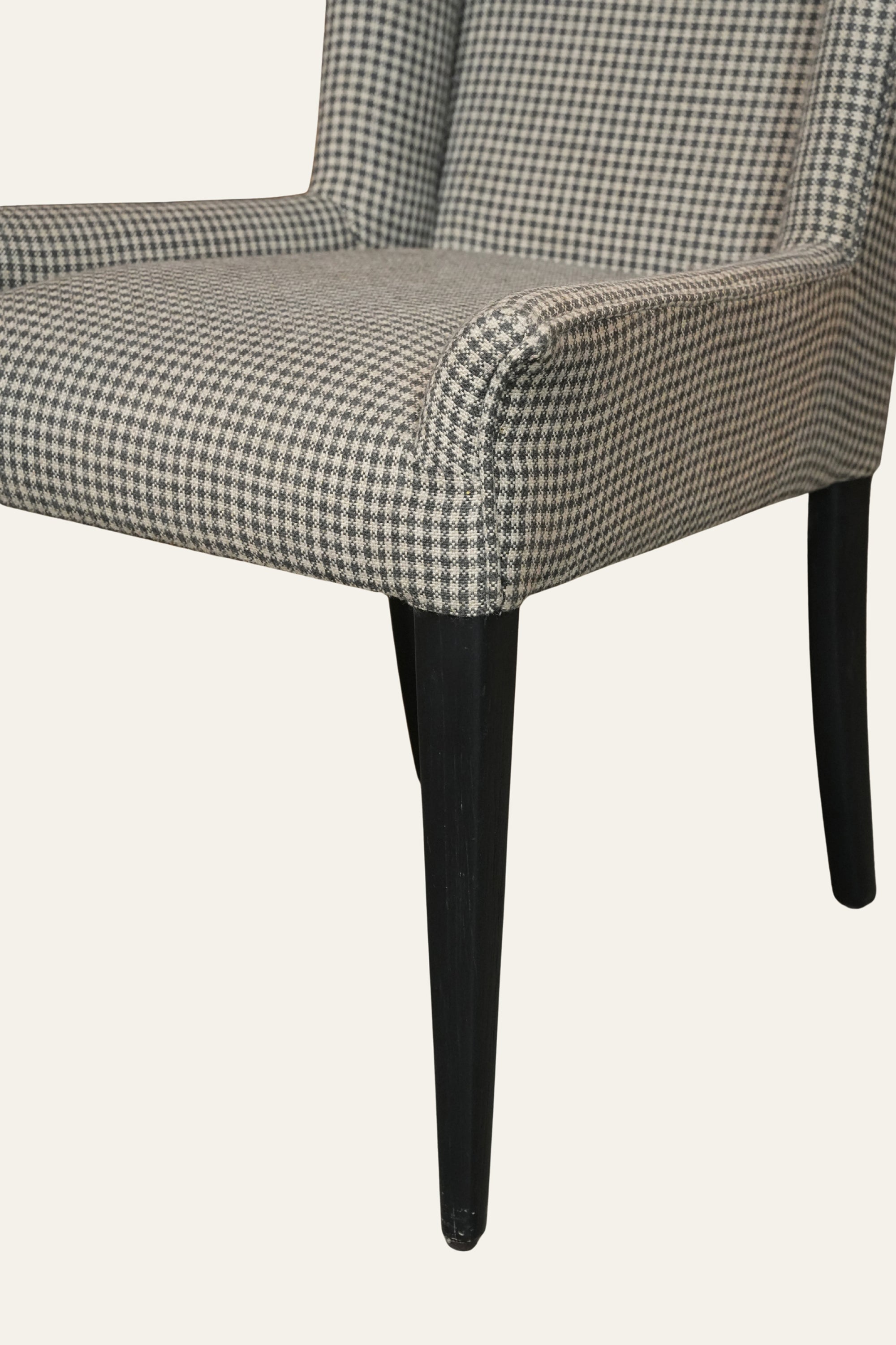 Checkered Wingback Upholstered Dining Chair