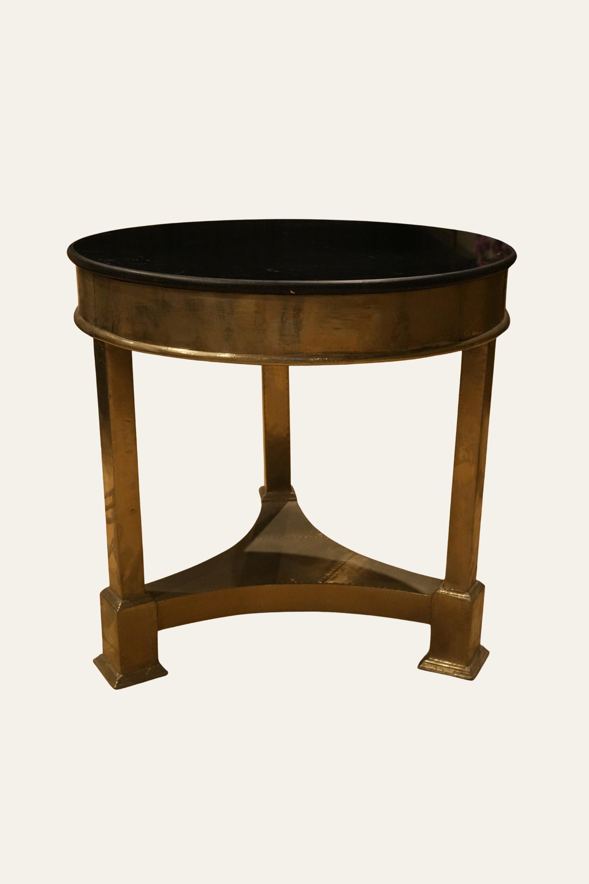Round Marble Top Metal Cladded Bedside Table