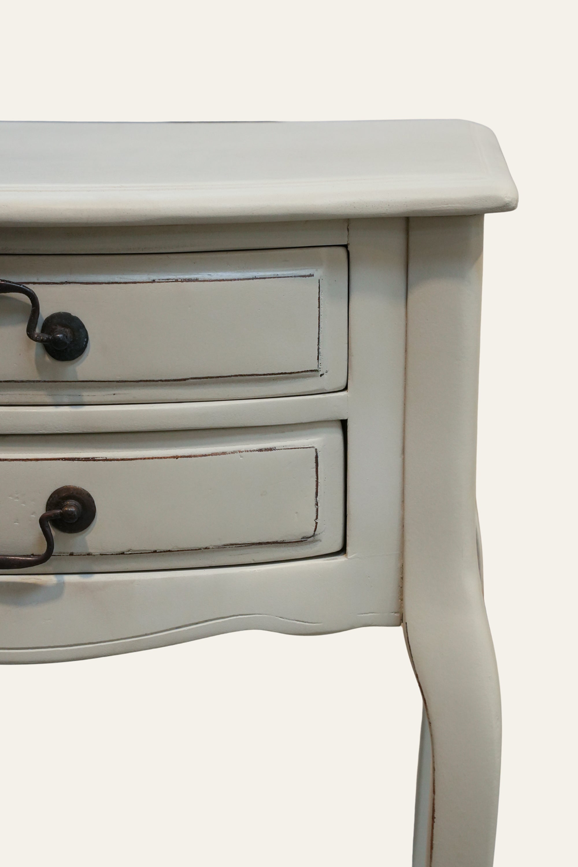 French Style Off-White Bedside Table with 2 Drawers and Shelf