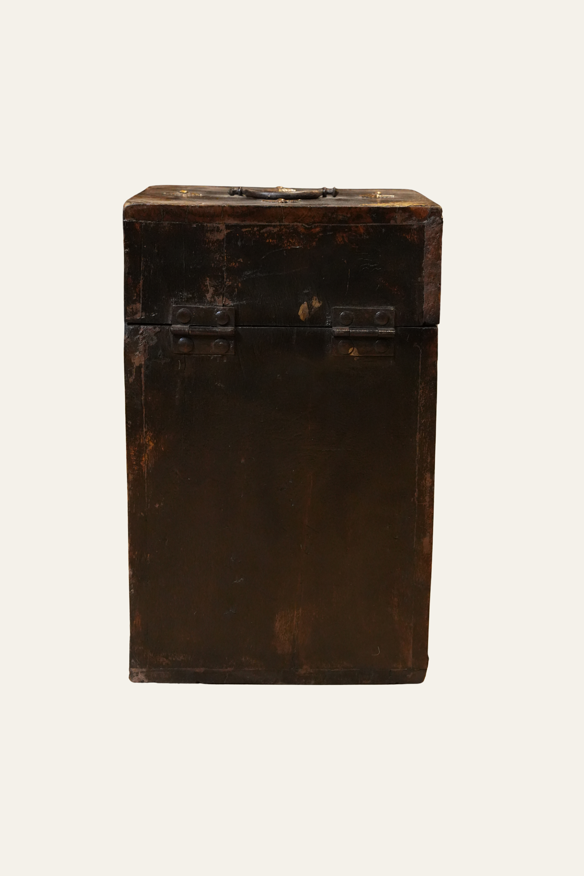 Antique Style Wooden Box with Brass X-Strap