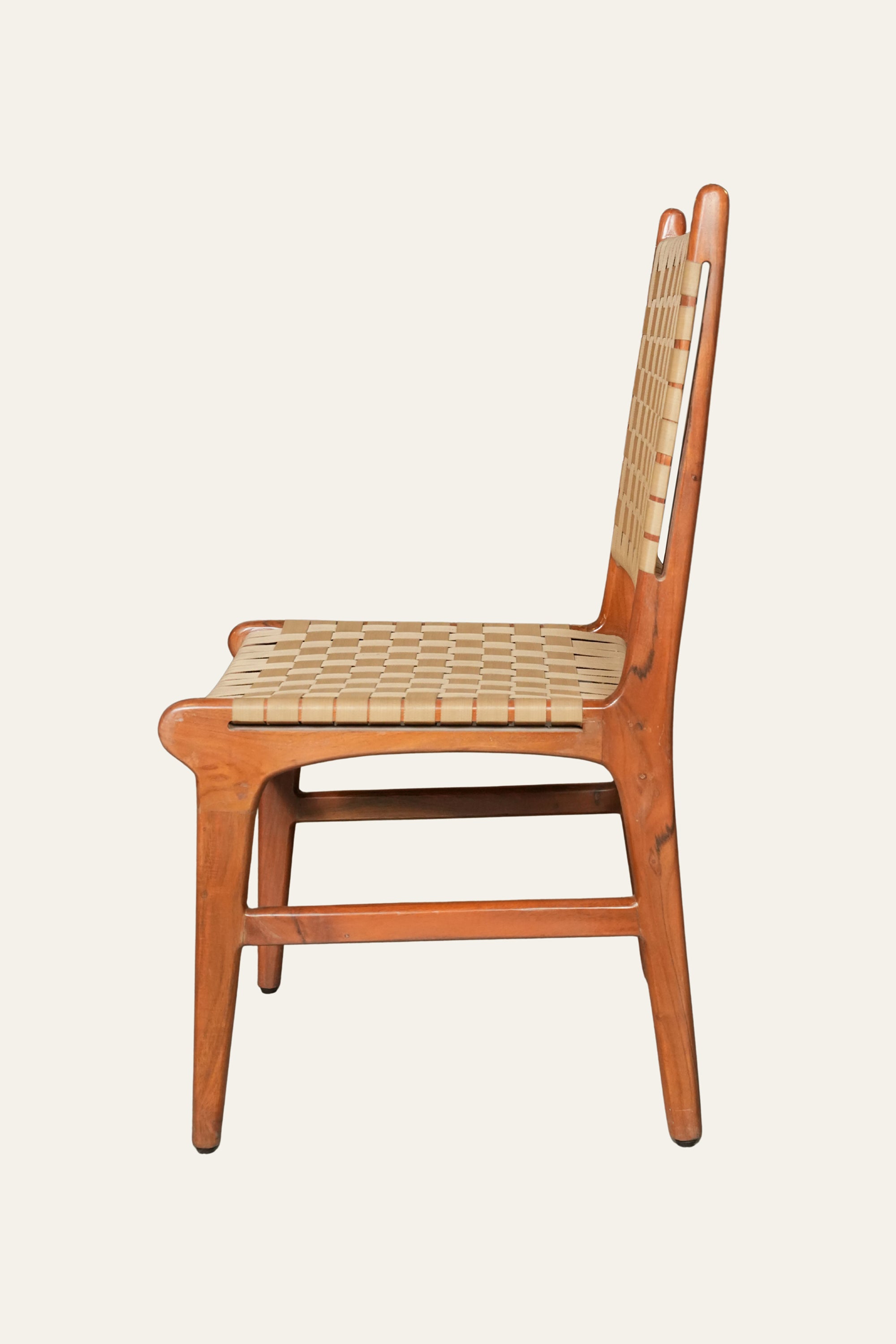 Woven PU Leatherette Dining Chair in Mid-Century Modern Style