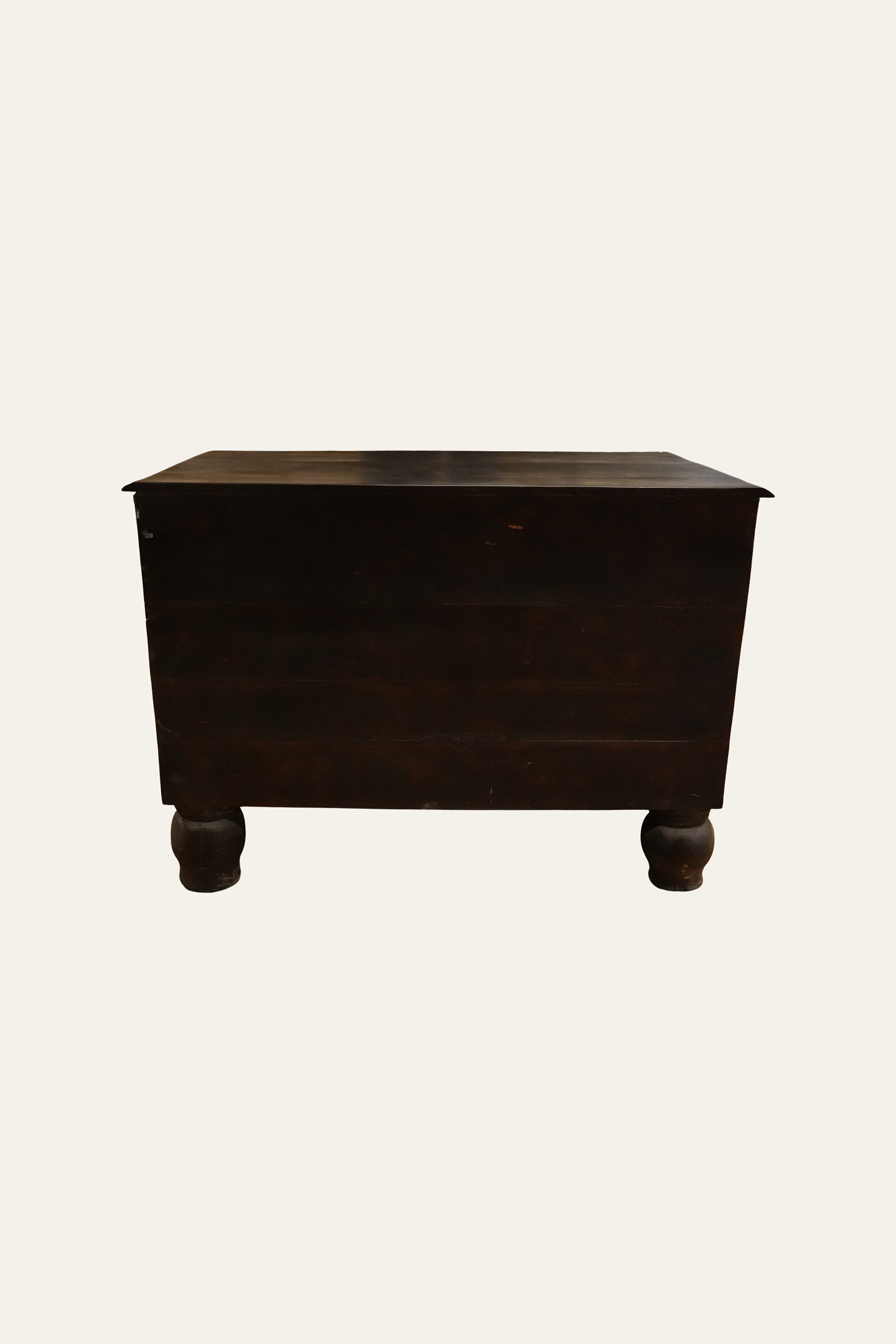 Carved Wooden Trunk with Bun Feet for Living Room