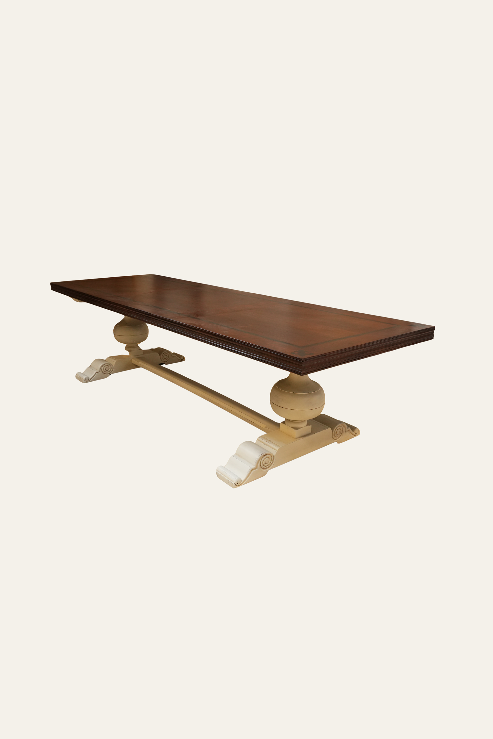 Rectangular Dual Toned Solid Wood Trestle Dining Table