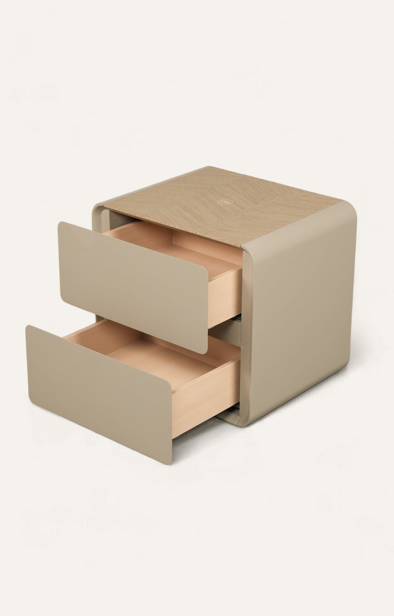 Beige nightstand with two drawers 