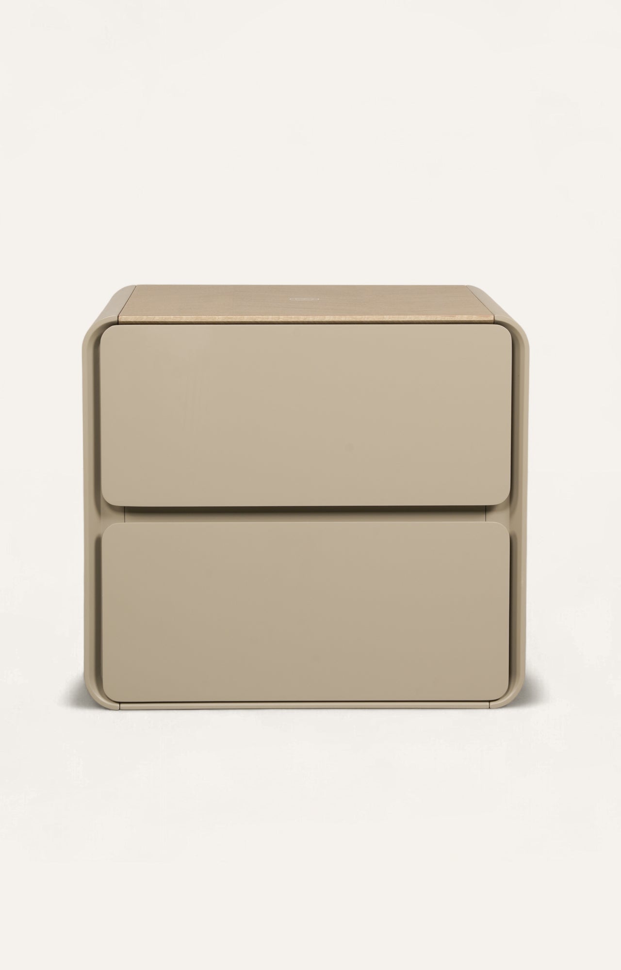 Beige two-drawer nightstand 