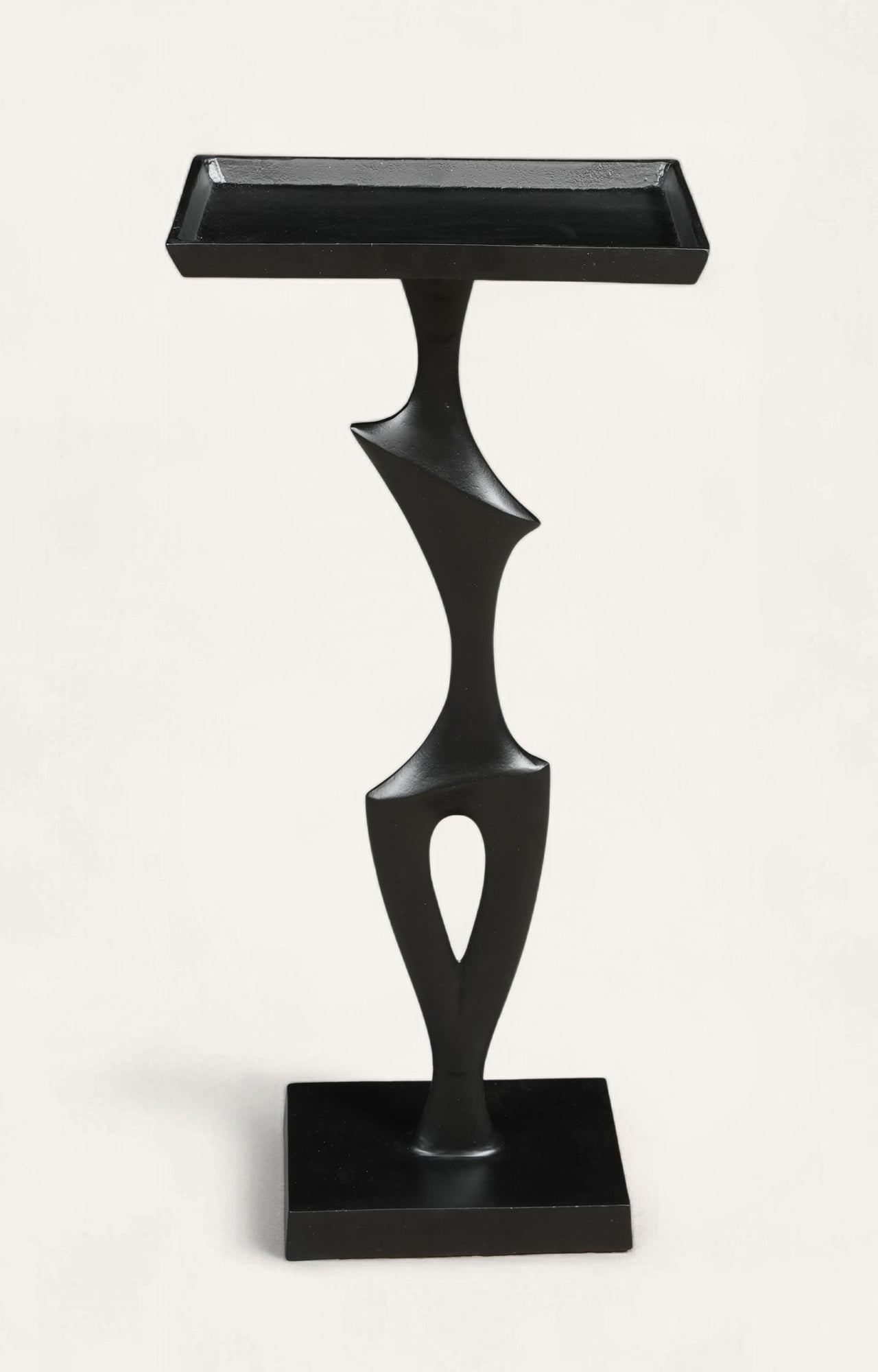 Abstract Black Sculptural Pedestal Side Table