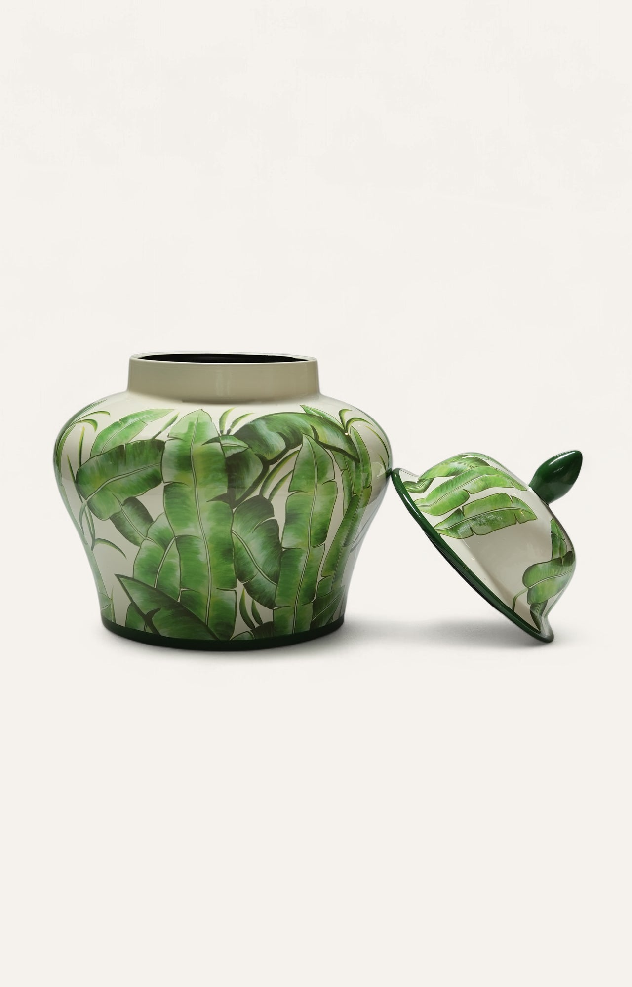 Decorative jar with leaf pattern