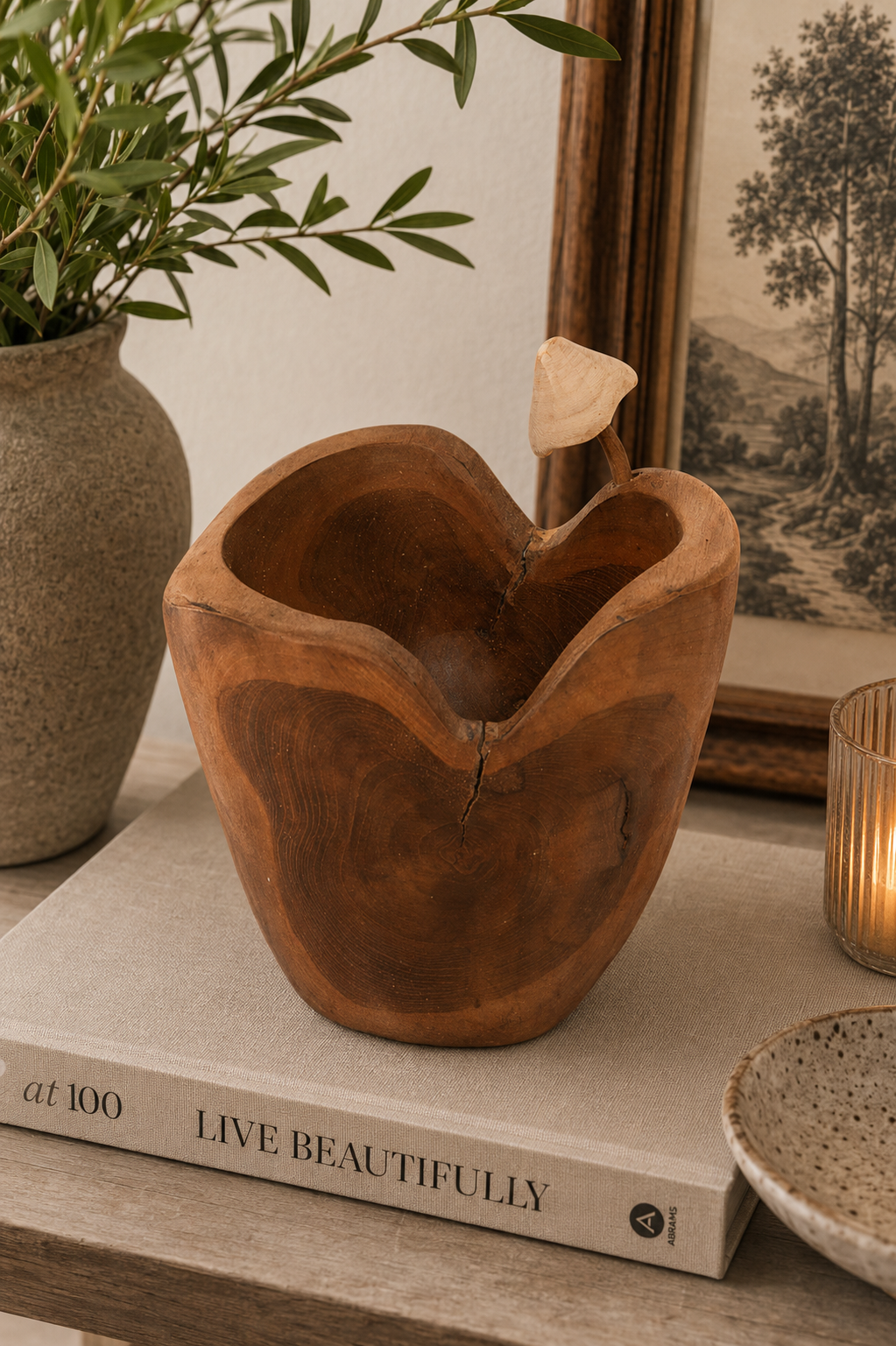 Organic Wooden Sculpture Bowl