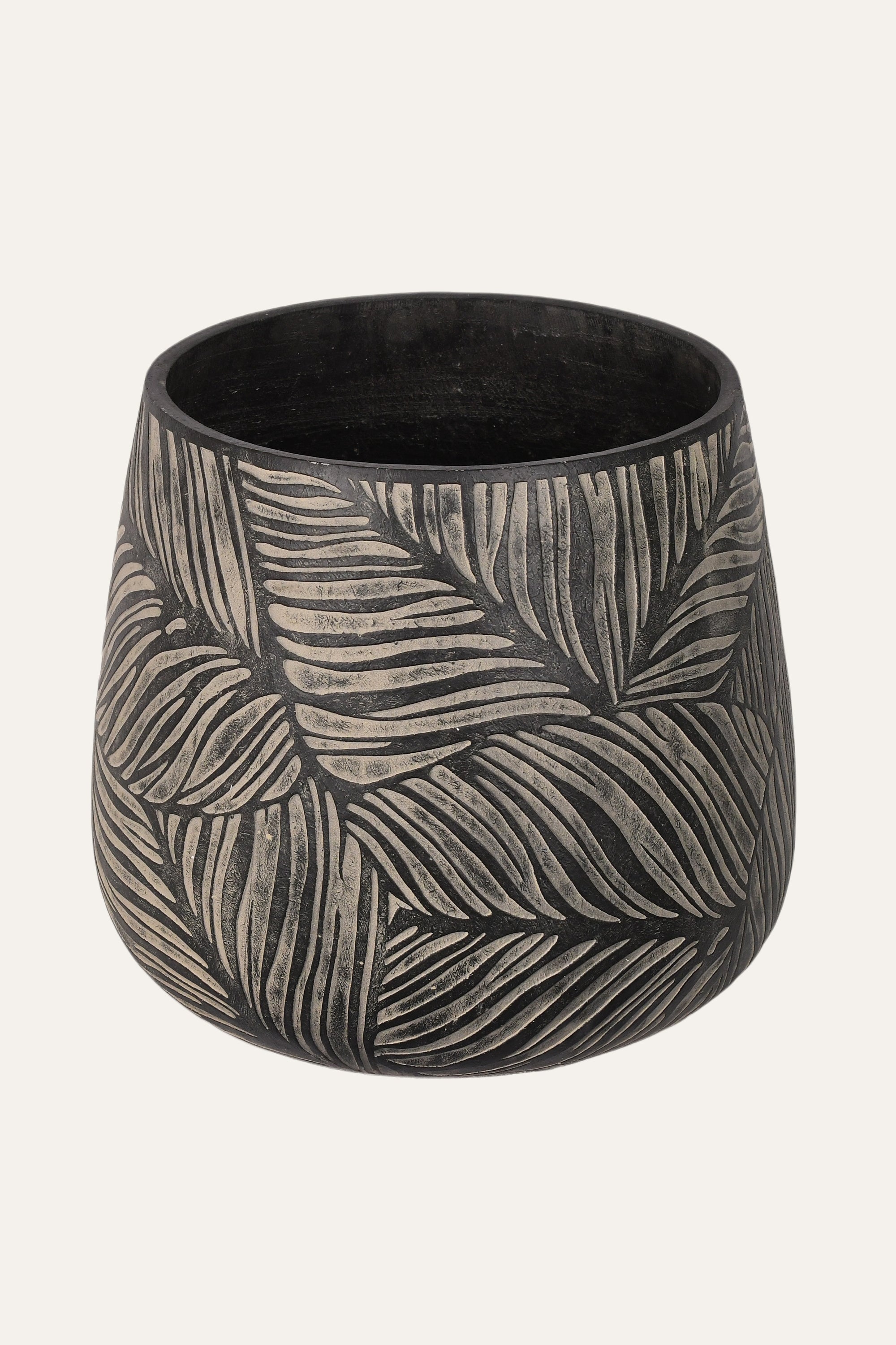 Black ceramic planter
