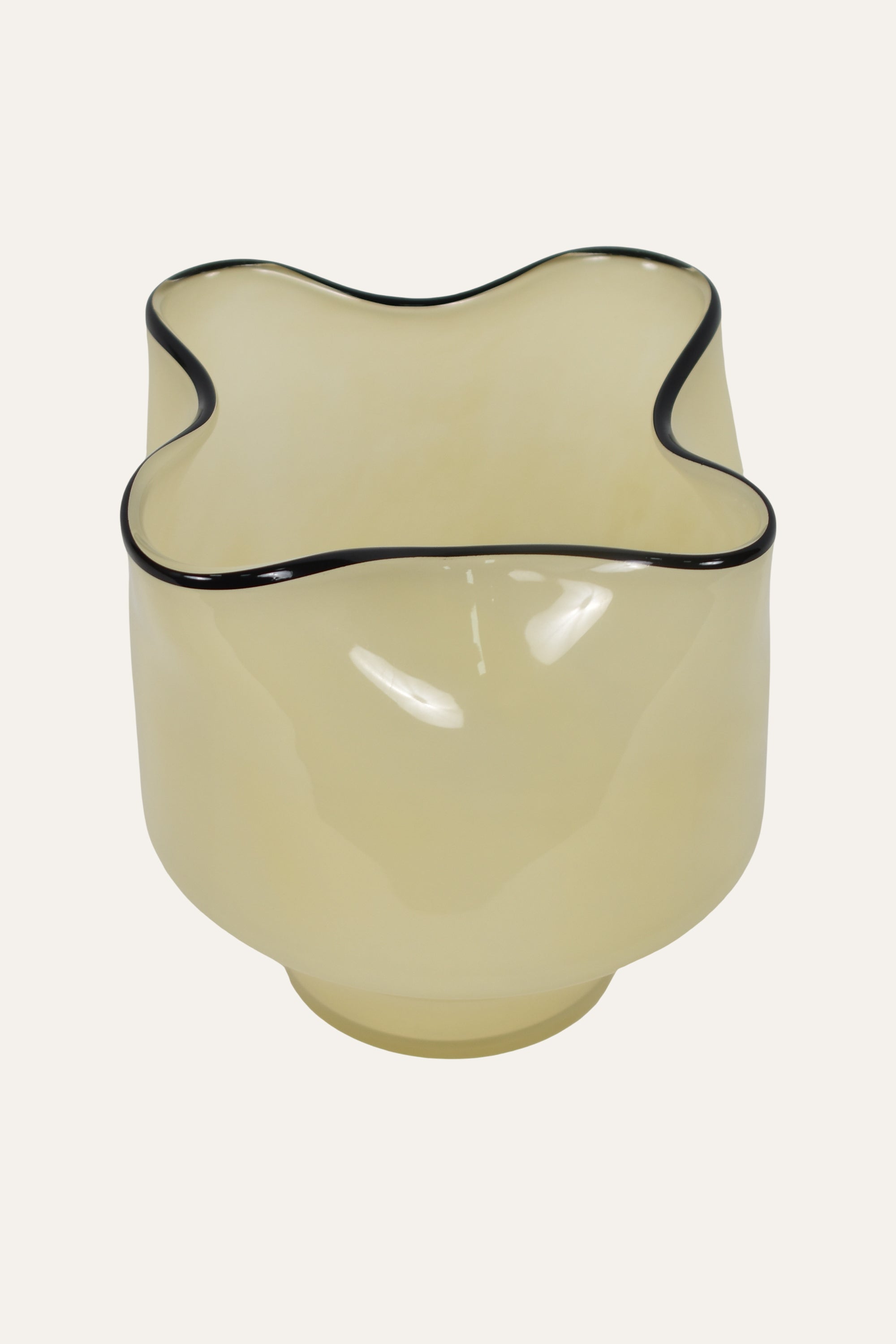 Glass vase with black rim