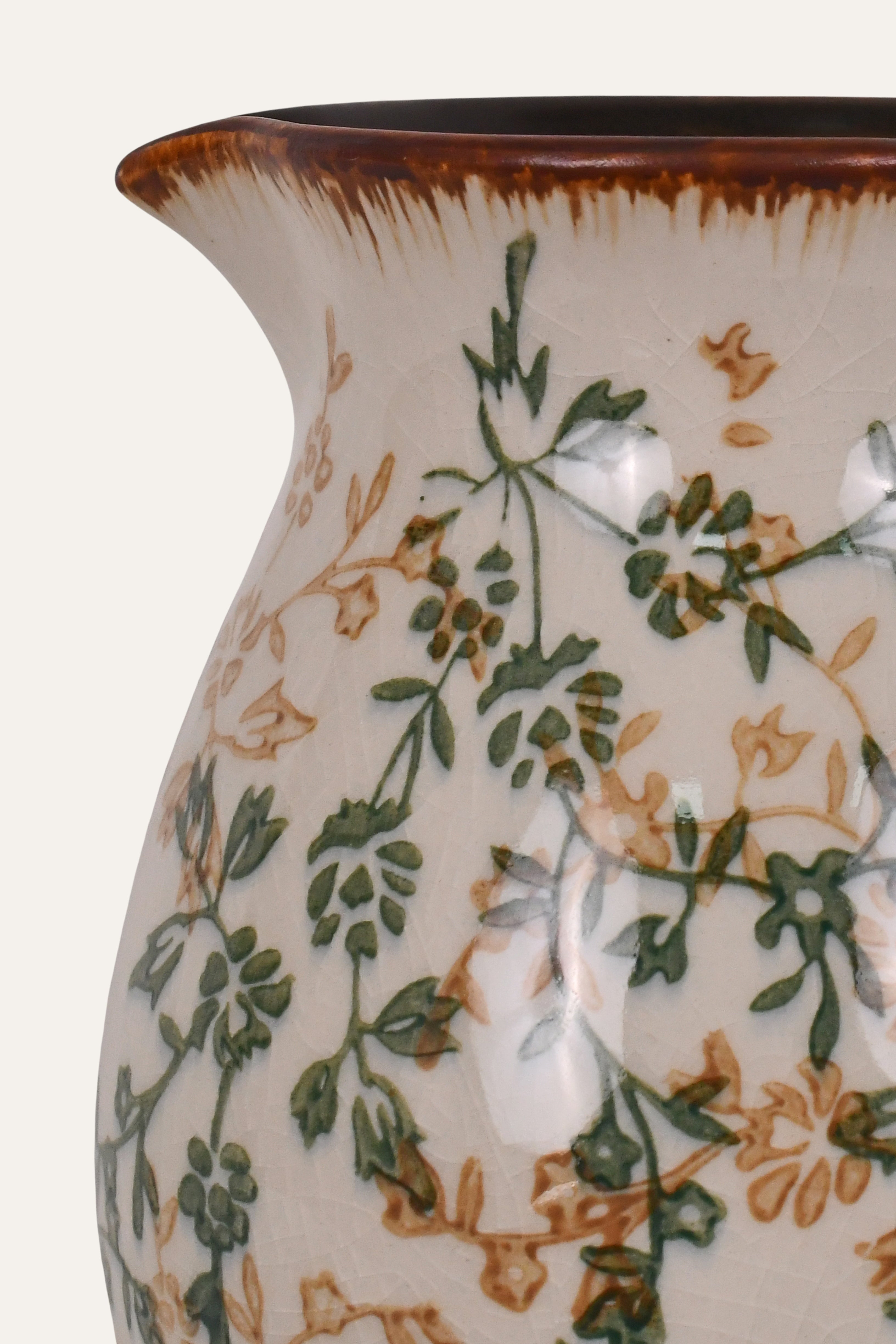 Hand Painted Floral Ceramic Pitcher 