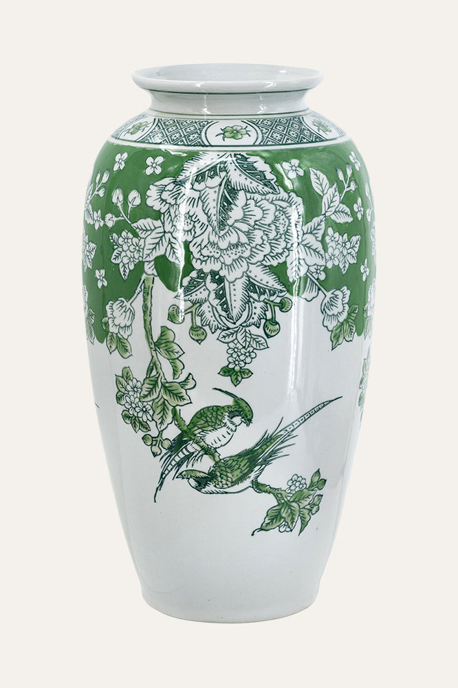 Vase with Bird & Floral Pattern