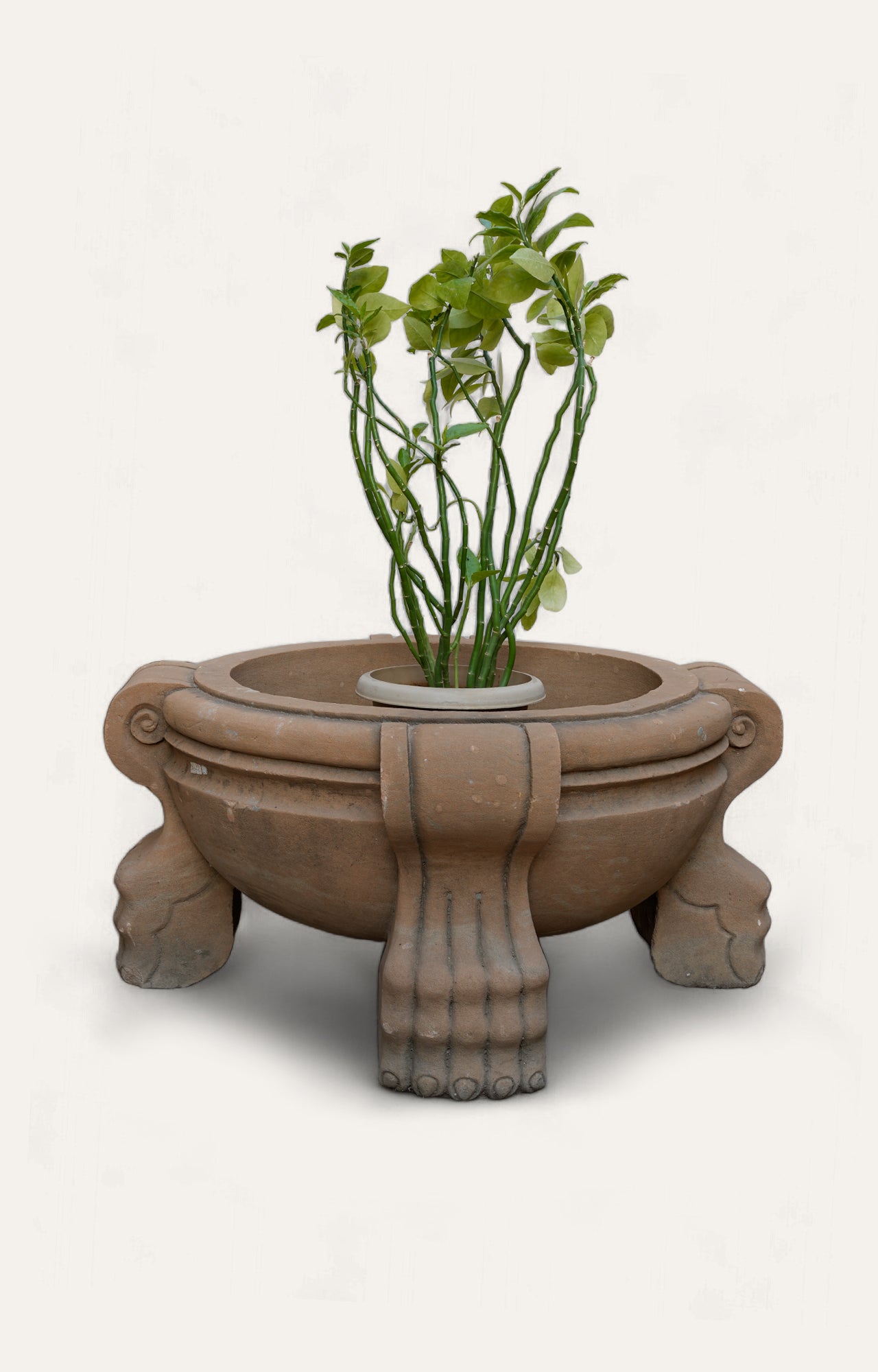 Vintage-Style Decorative Stone Planter with Ornate Pedestal Design_2