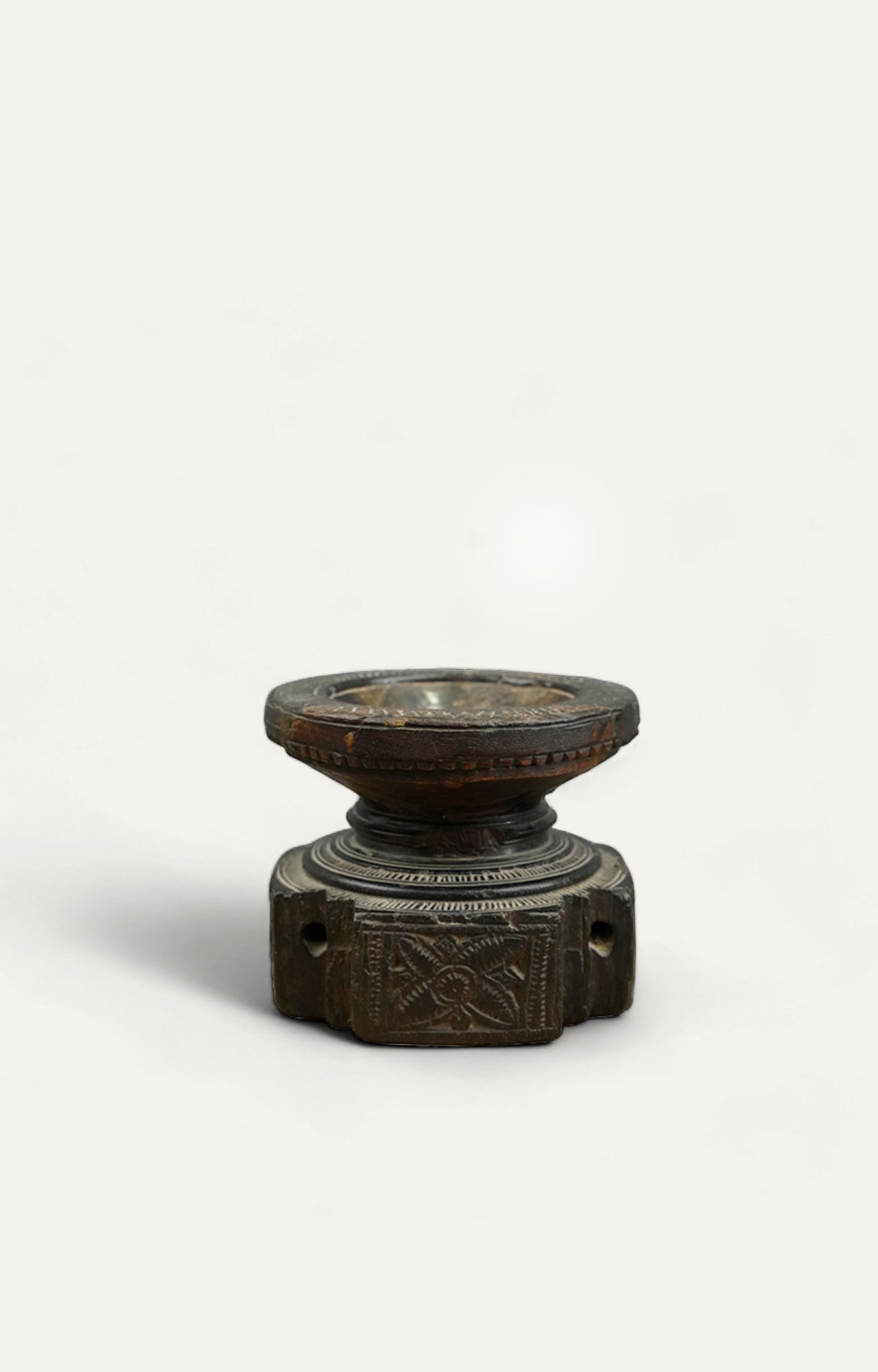 Vintage Dark wood carved candle stand - main