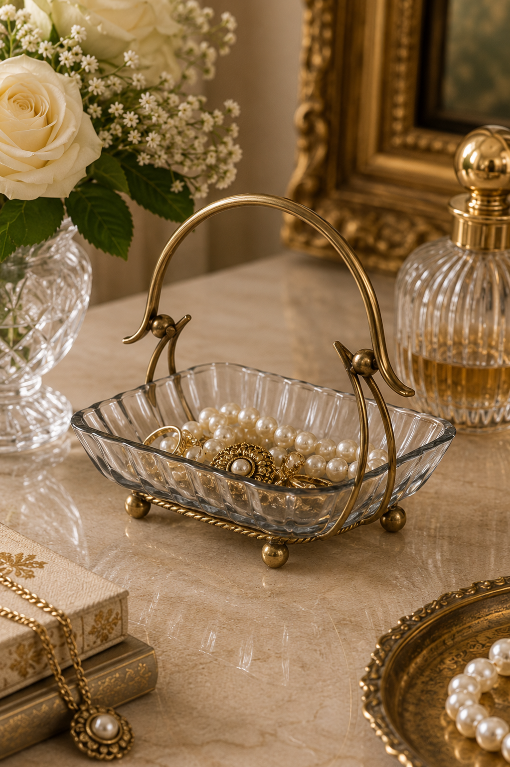 Vintage Glass Decorative Tray 