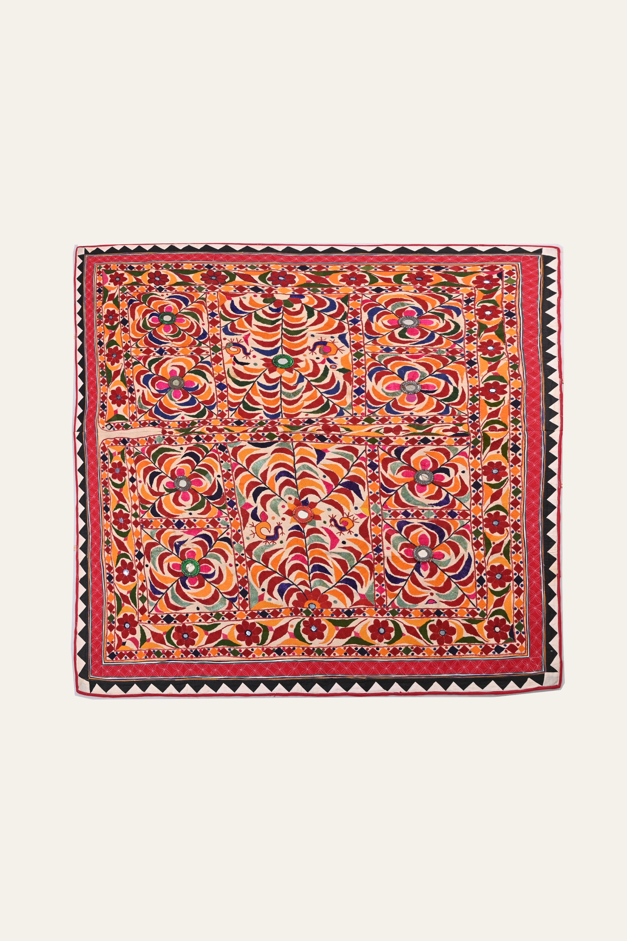 Vintage Gujarati Silk Embroidery Wall Art