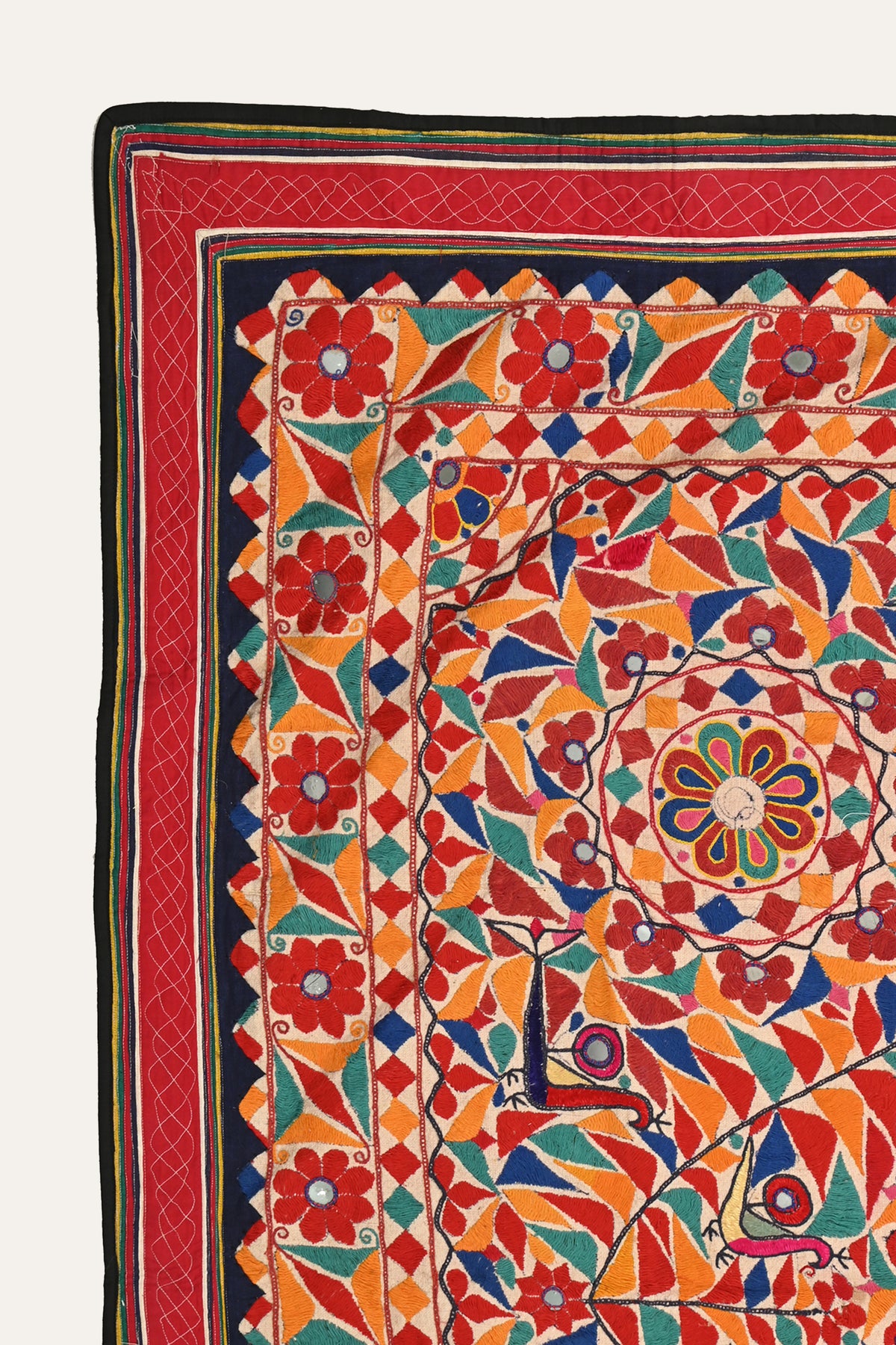 Vintage Indian embroidered tapestry for living room