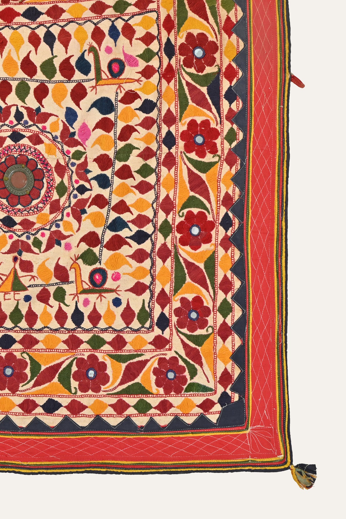 Vintage Indian embroidered textile wall art