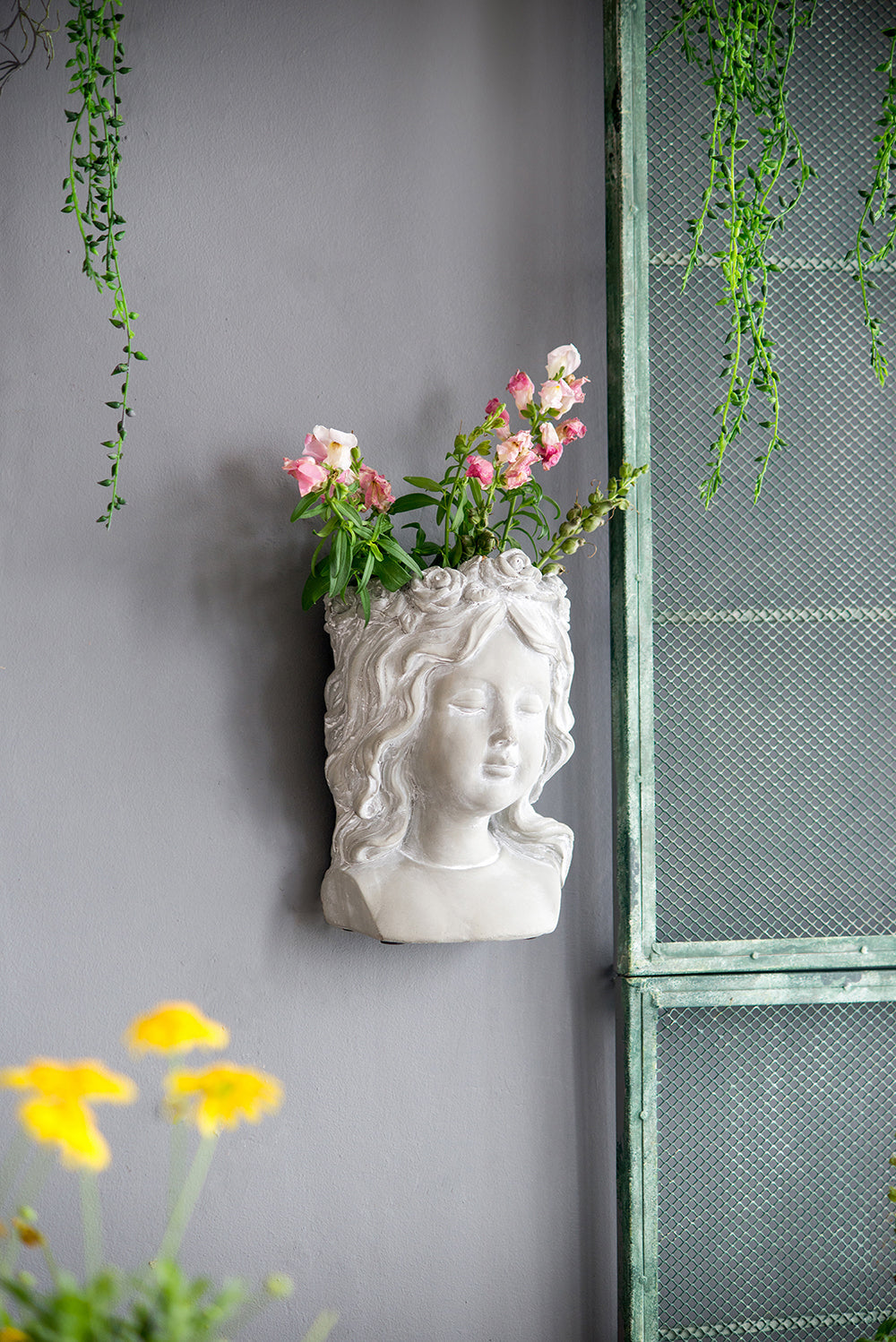 Vintage Lady Face Wall Planter 