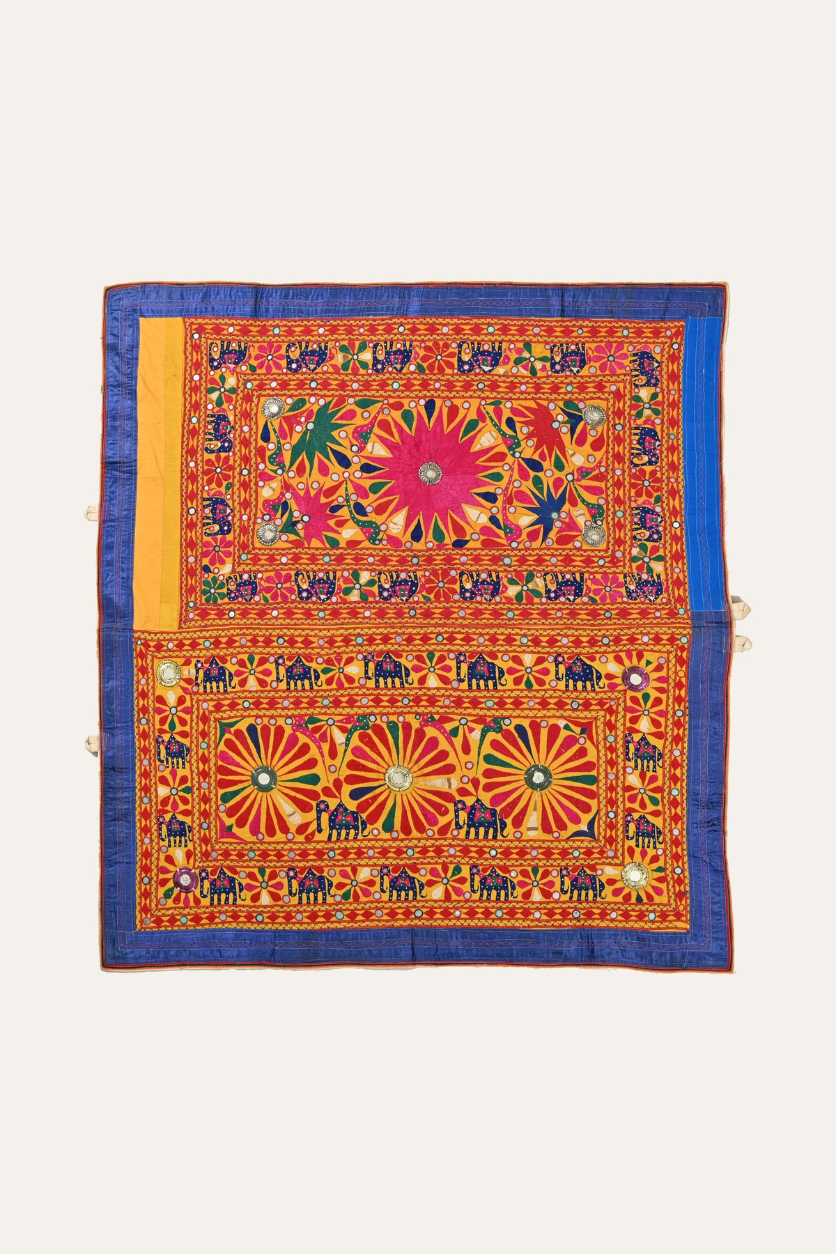 Vintage Saurashtra embroidered textile wall panel