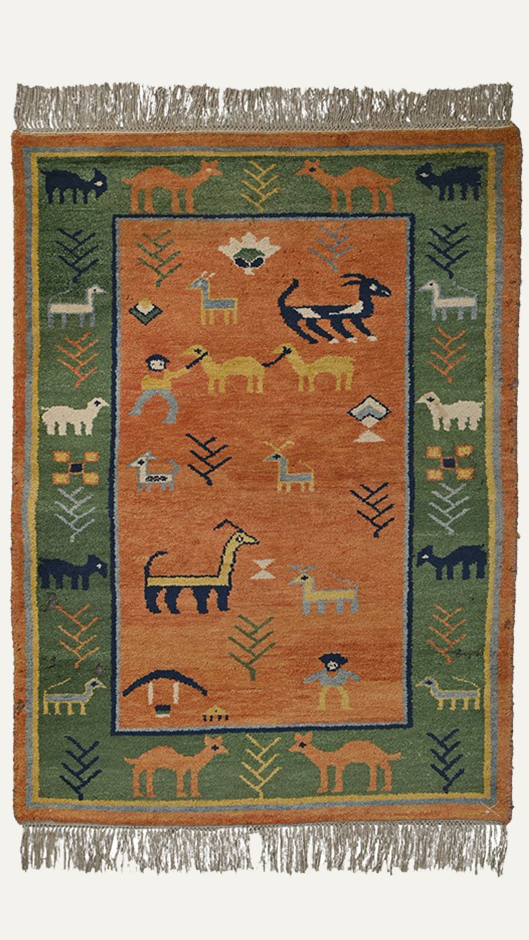 Vintage Spiced Carpet with cattle motifs