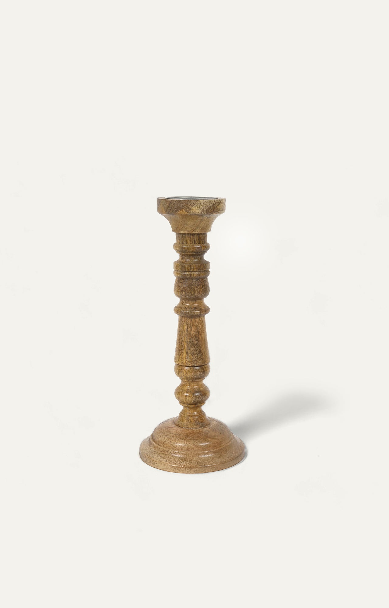 Vintage Turned Wood Candle Holder - main