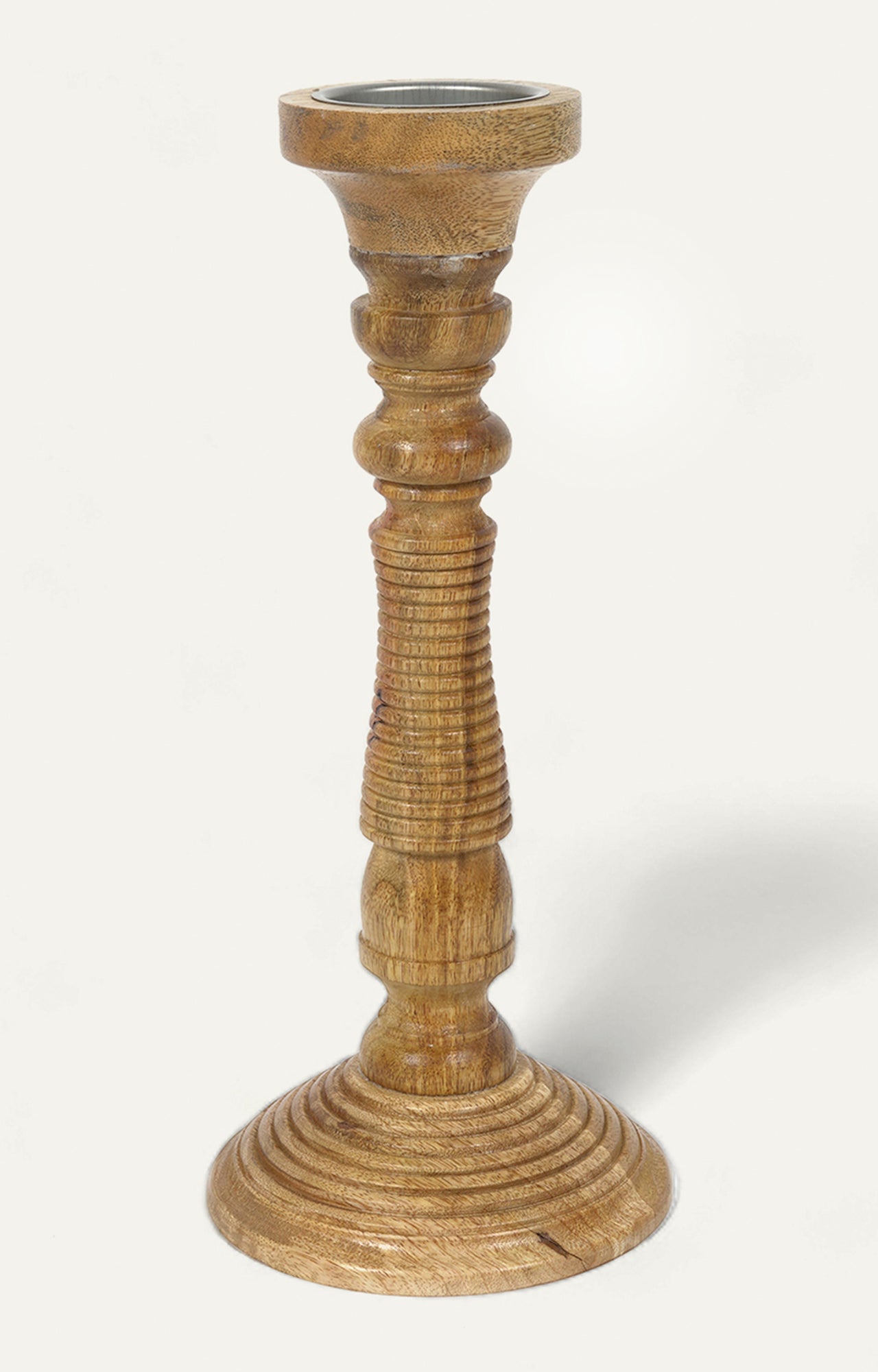 Vintage Turned Wood Candle Holder 