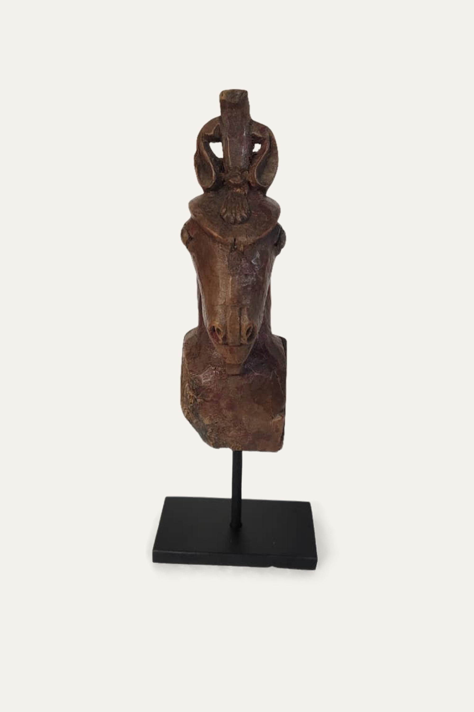 Antique Style Carved Horse Head on Stand