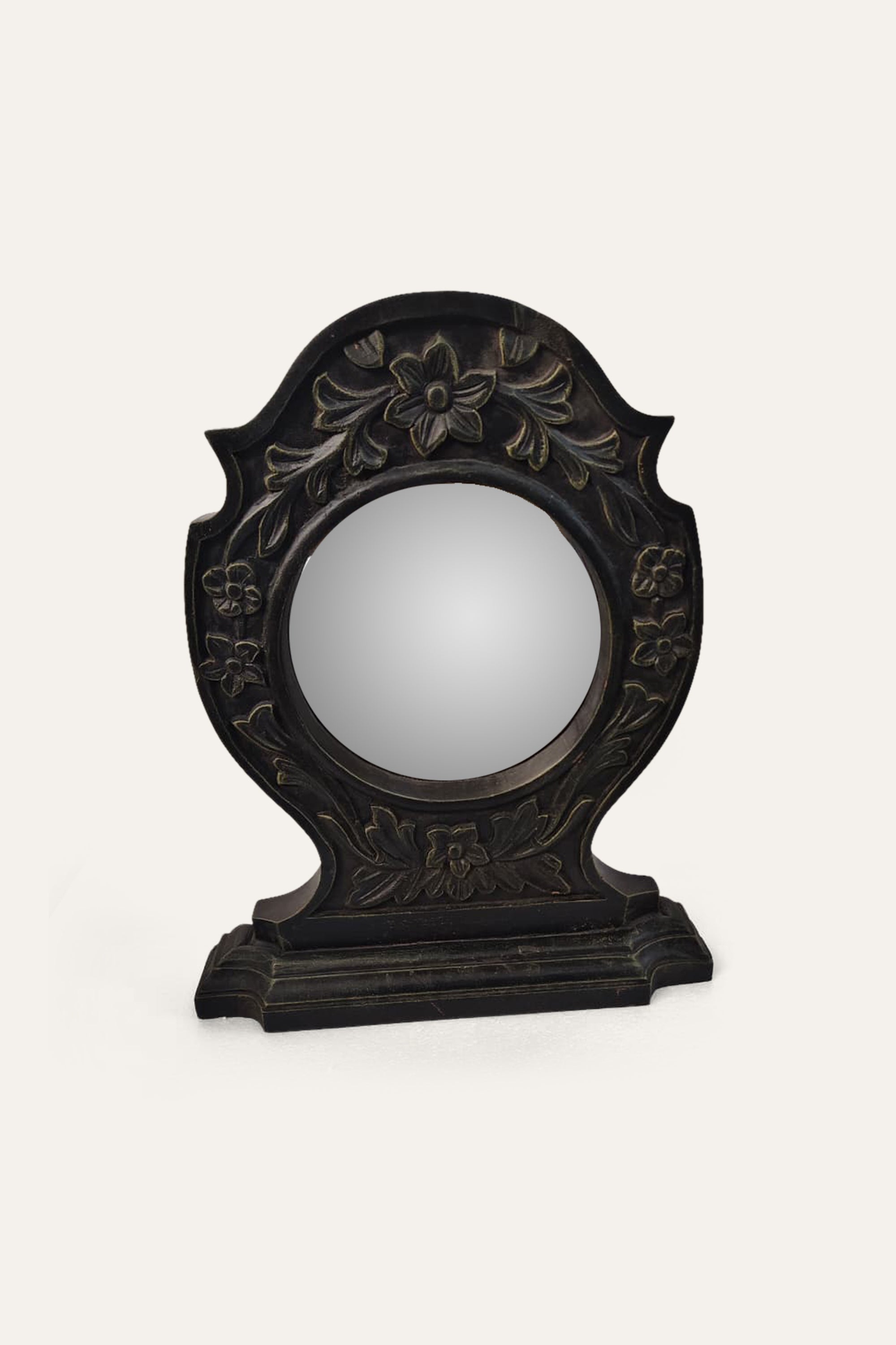 Vintage-style Carved Wooden Tabletop Mirror