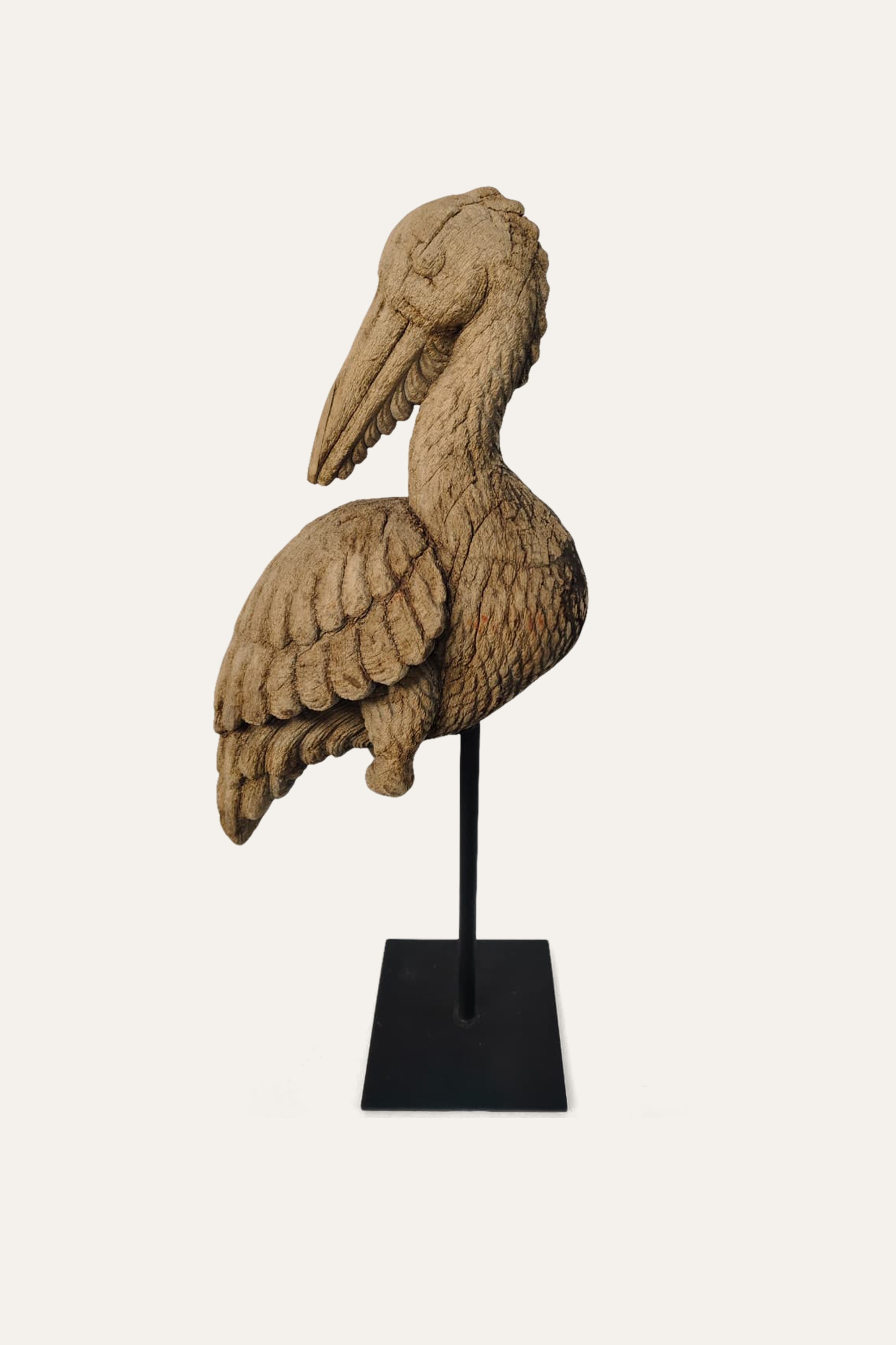 Realistic Pelican Bird Sculpture on Stand