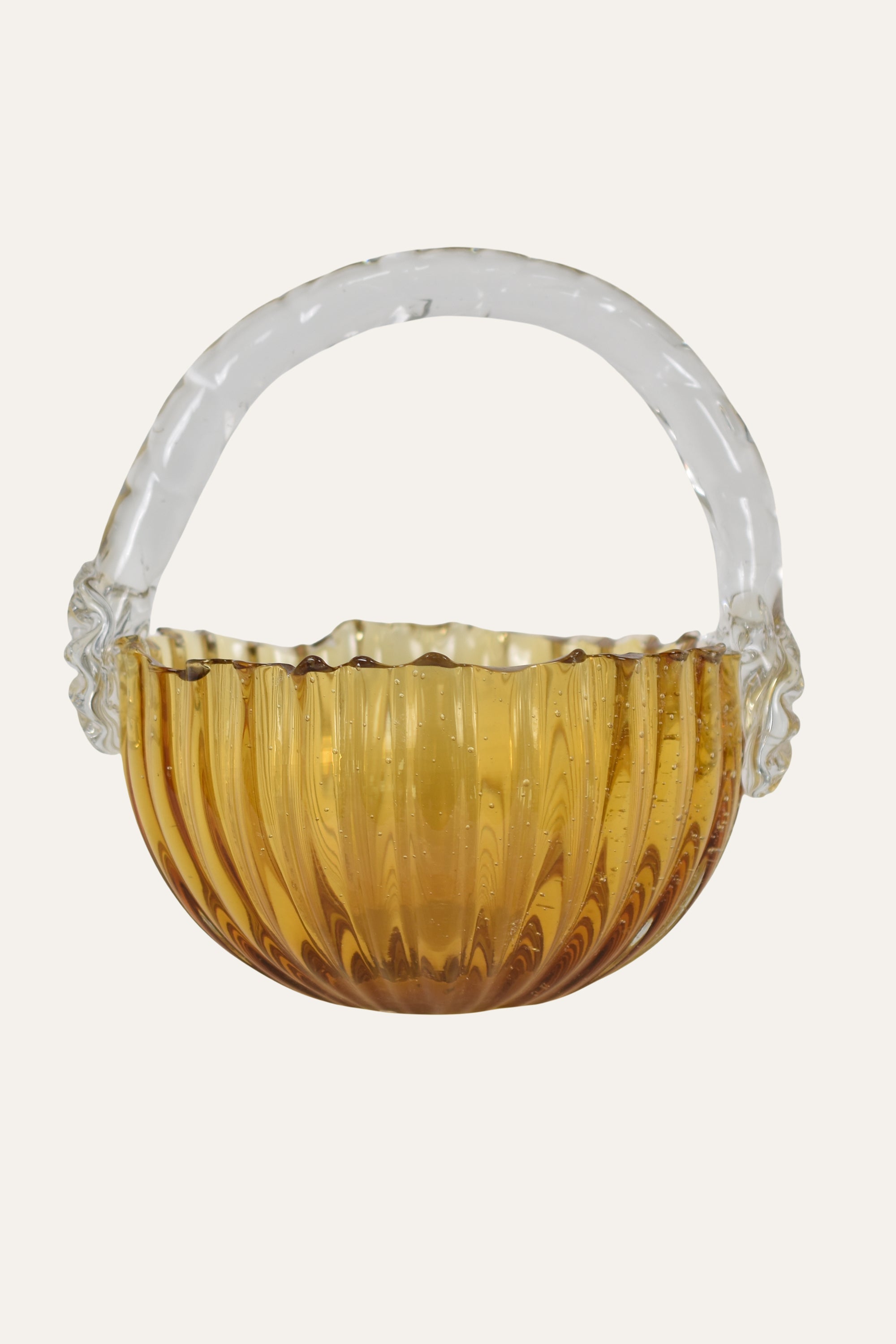 Whimsical Amber Glass Hand Blown Colored Vase
