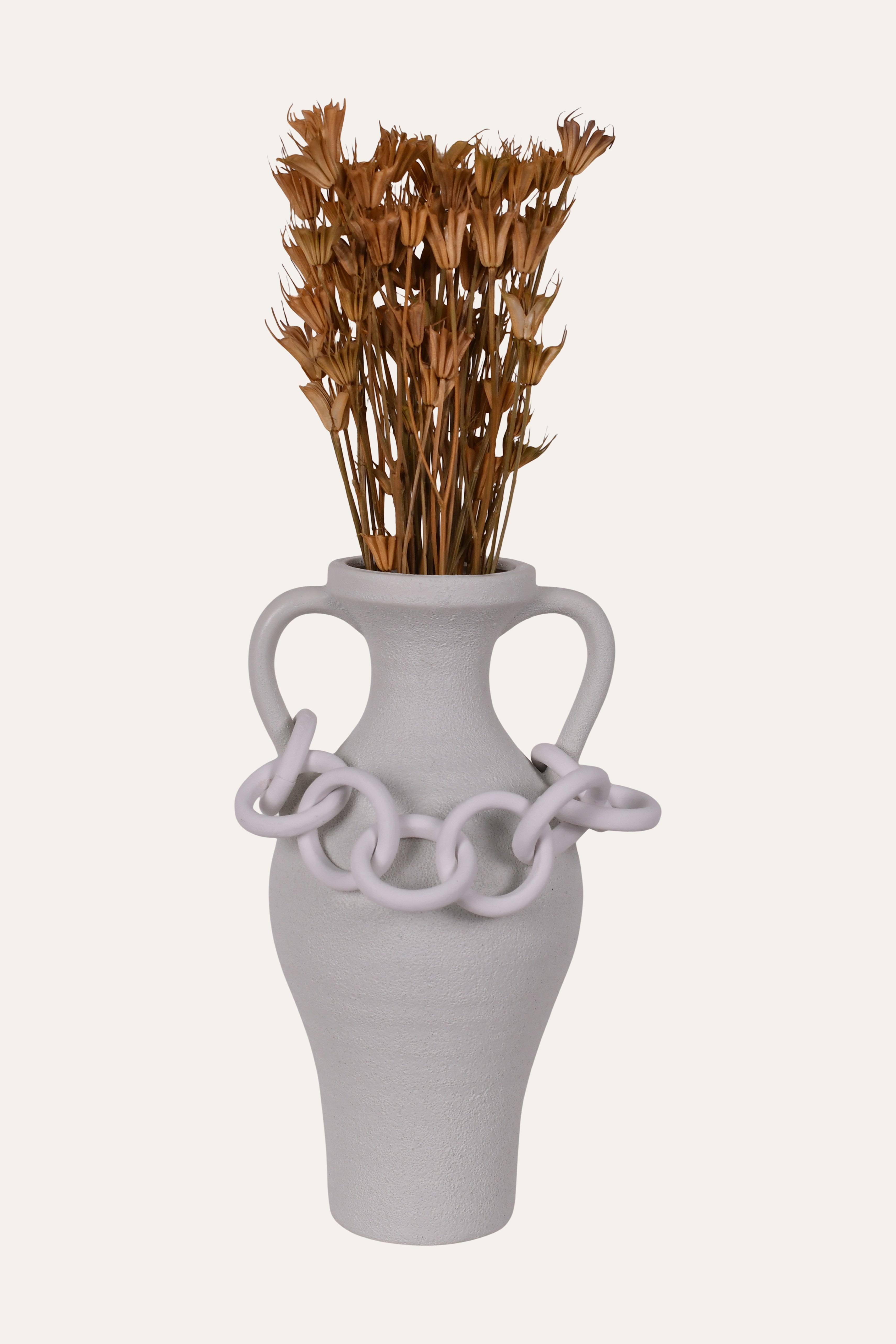 White Link Handle Decorative Vase