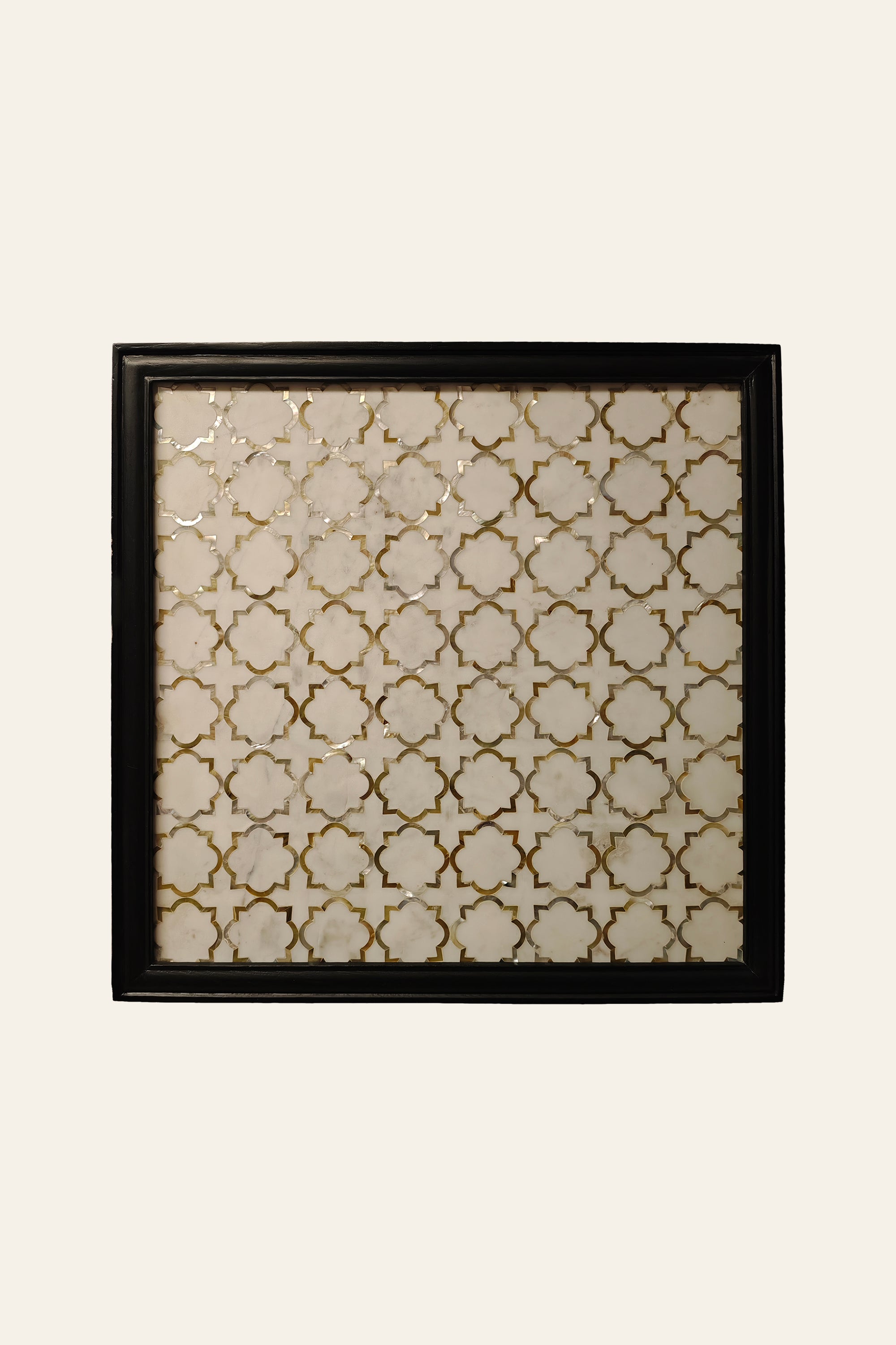 White Marble Brass Inlay Wall Art