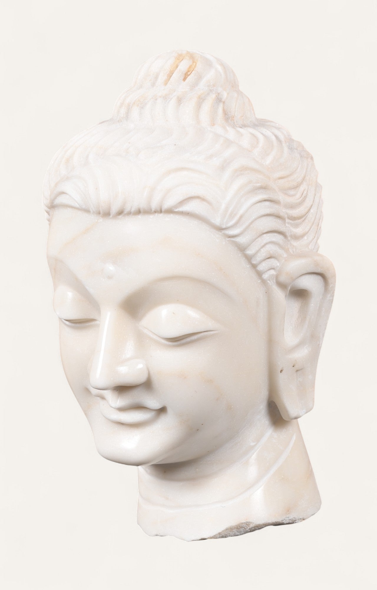 White Marble Buddha Head Statue