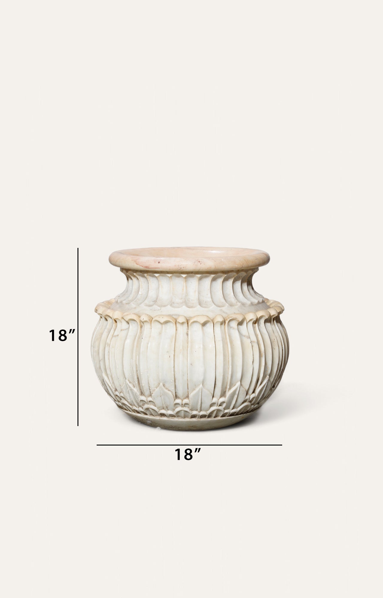 White Marble Lotus Planter_size