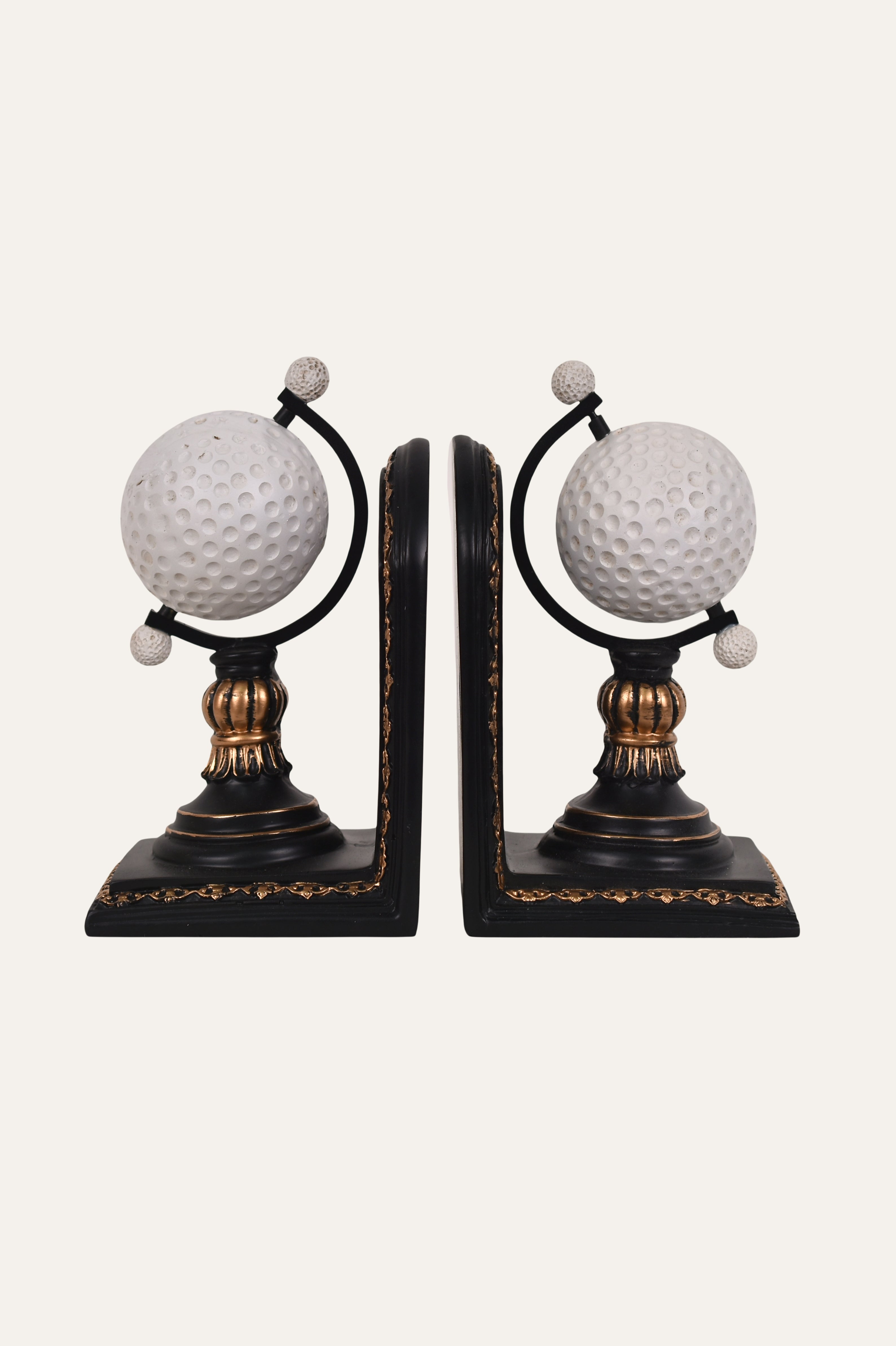 White Resin Golf Ball Bookends Set