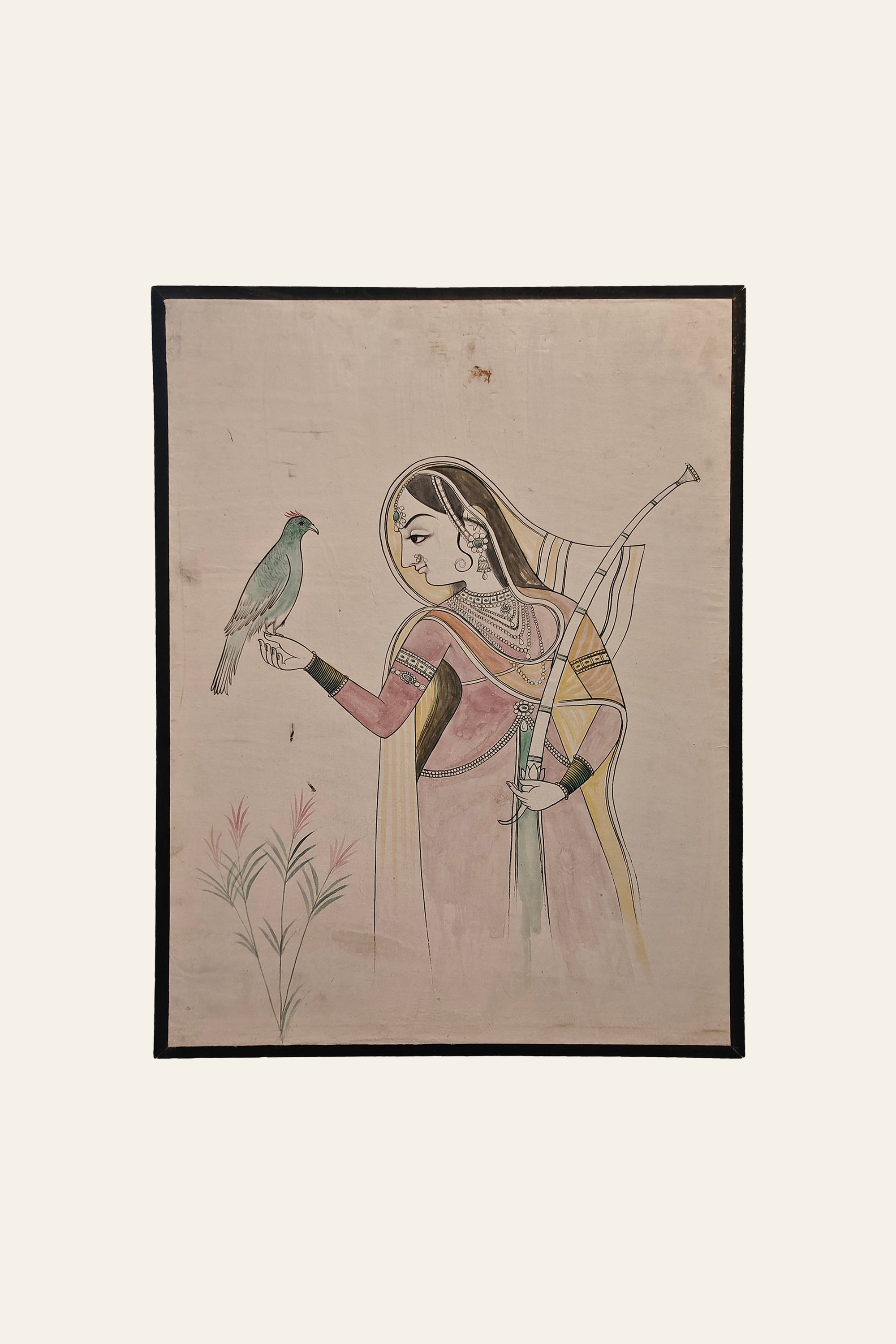 Woman with Bird Ragini Painting