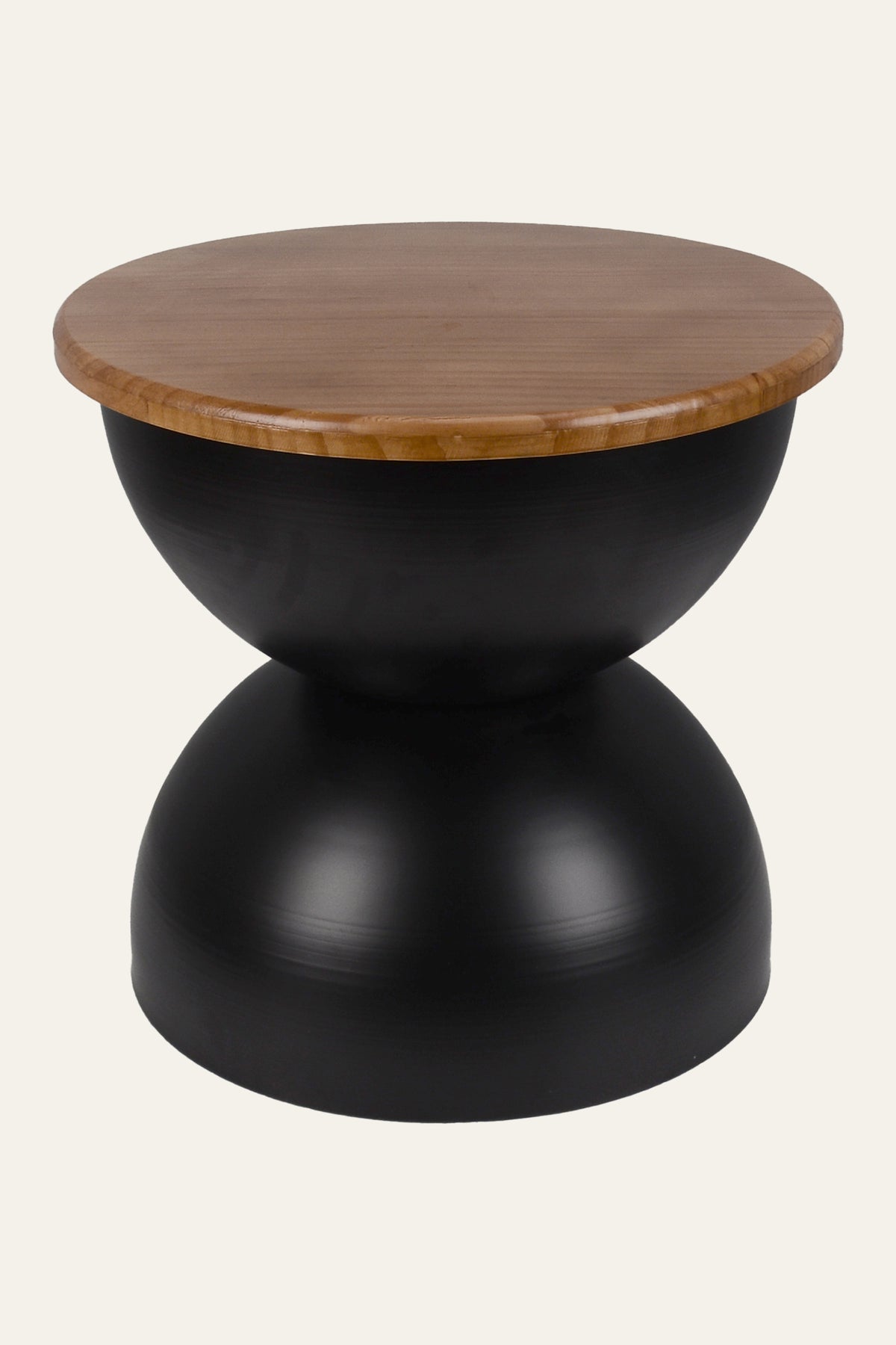 Wood Top Hourglass Side Table