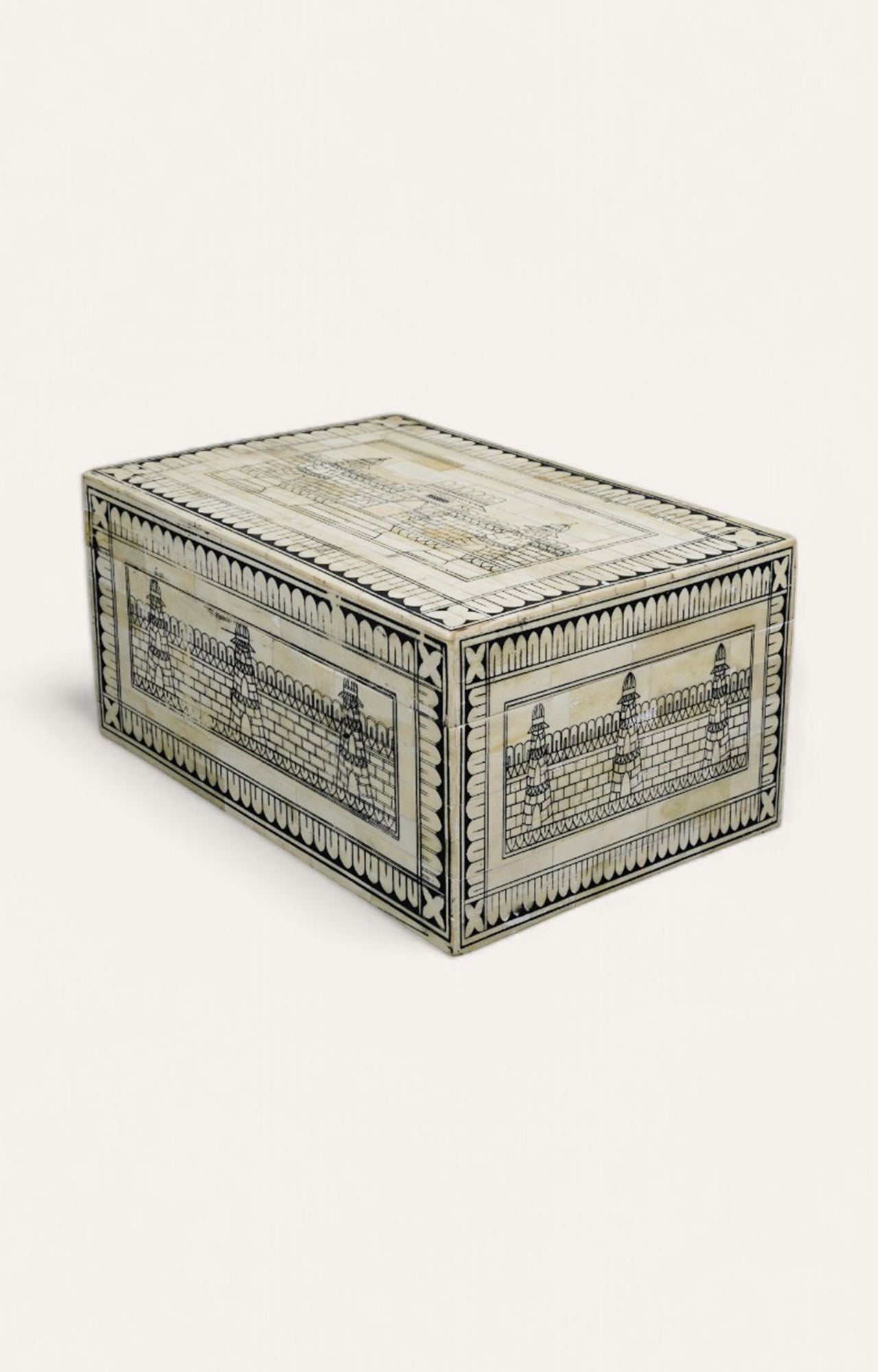 Wood and Bone Antique Jewelry Box