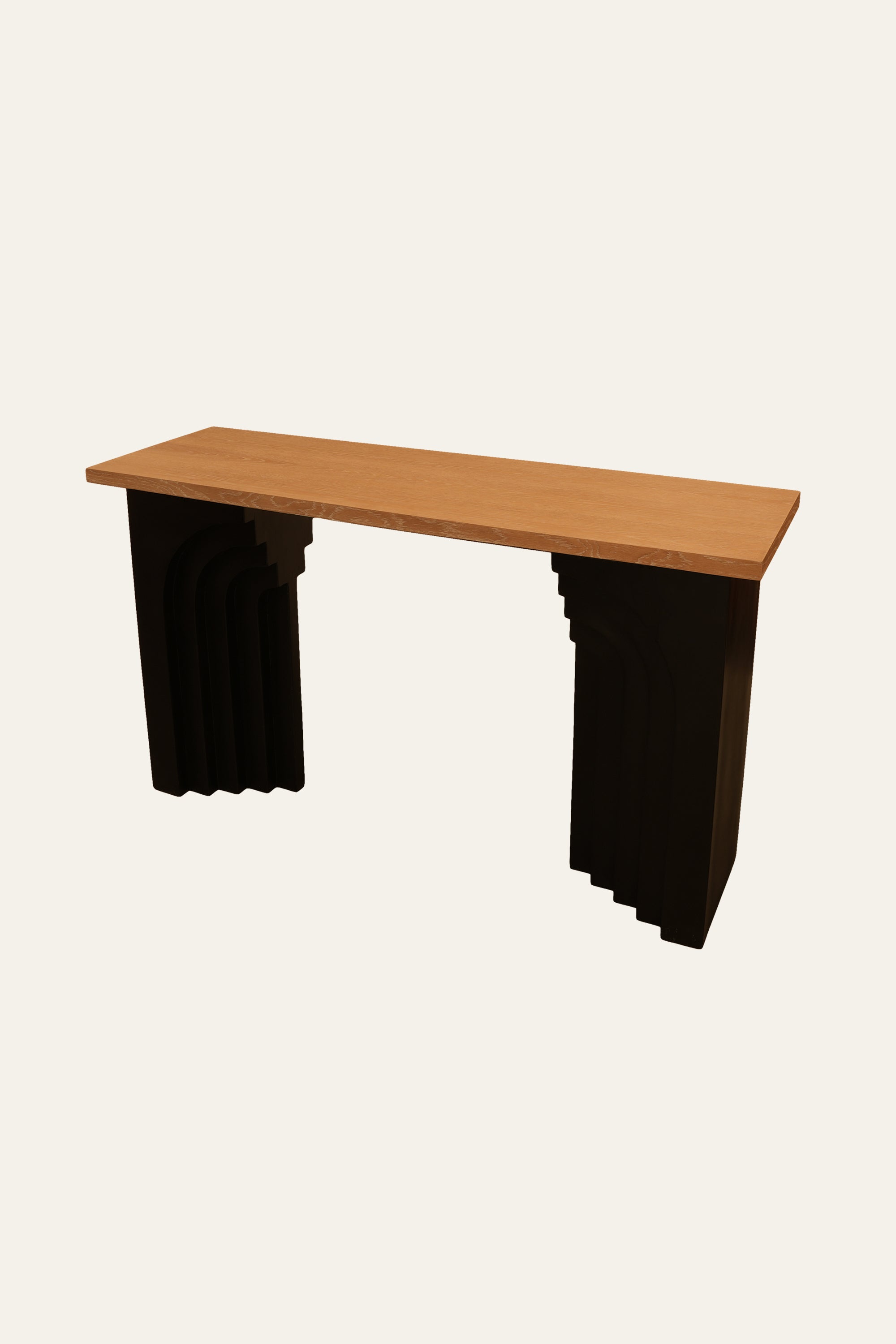 Two-tone Wooden Console Table with Black Base