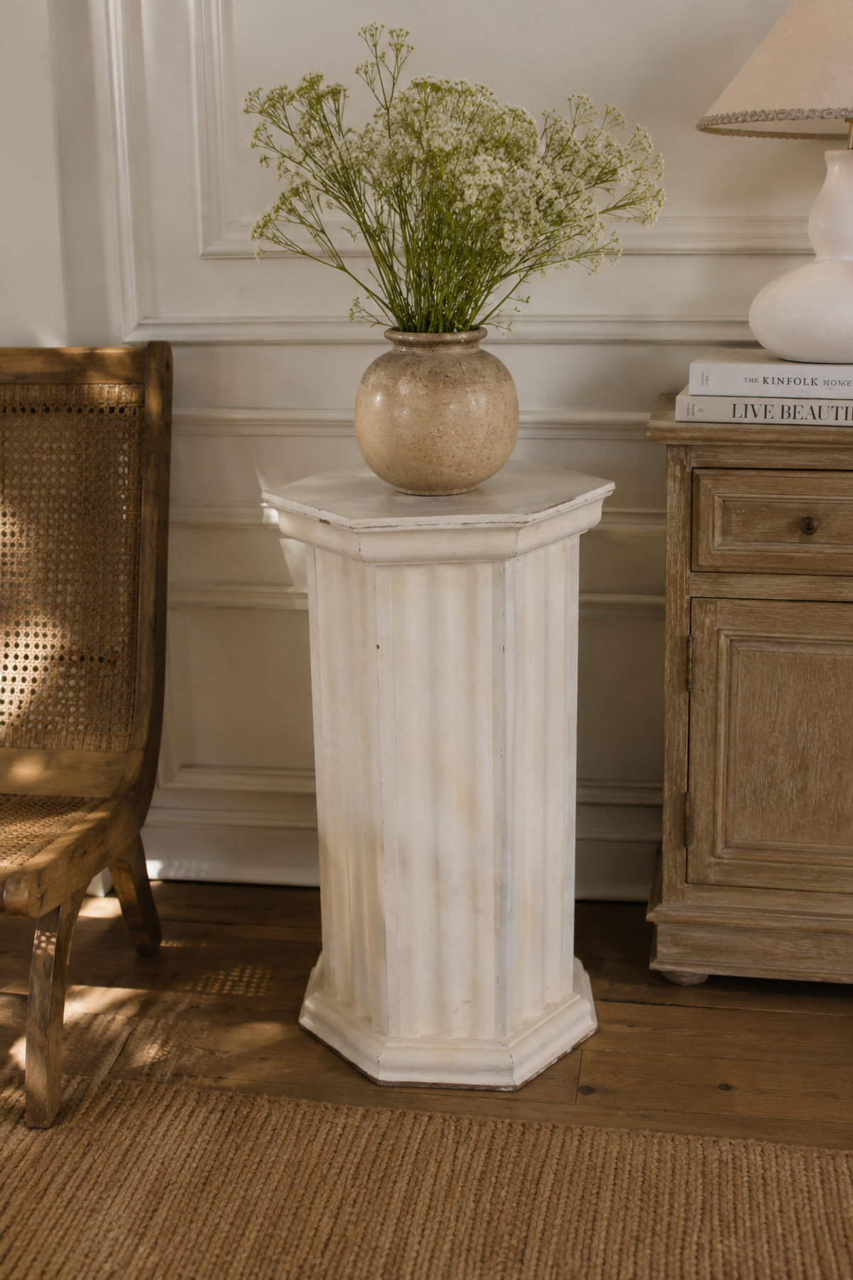 Wooden pedestal plinth with storage