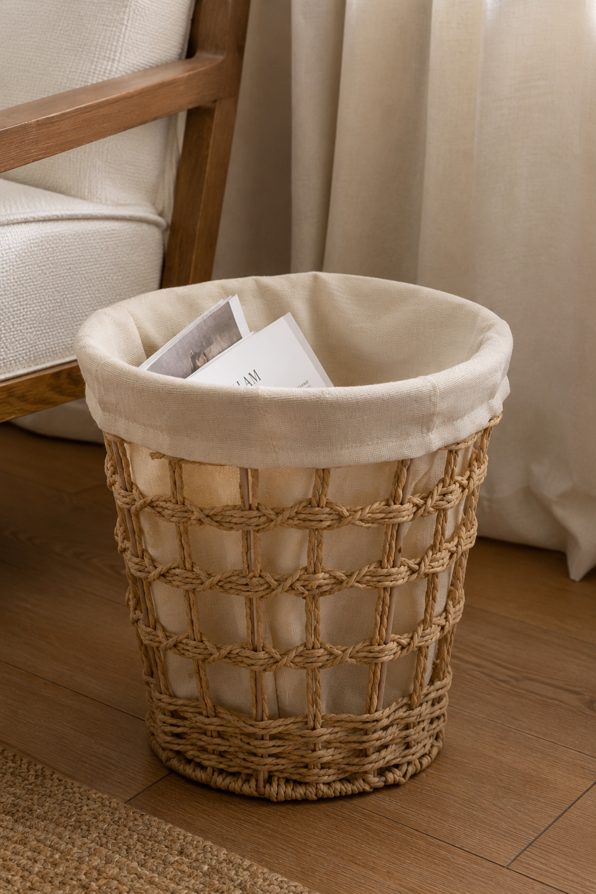Woven Storage Basket with Fabric Liner