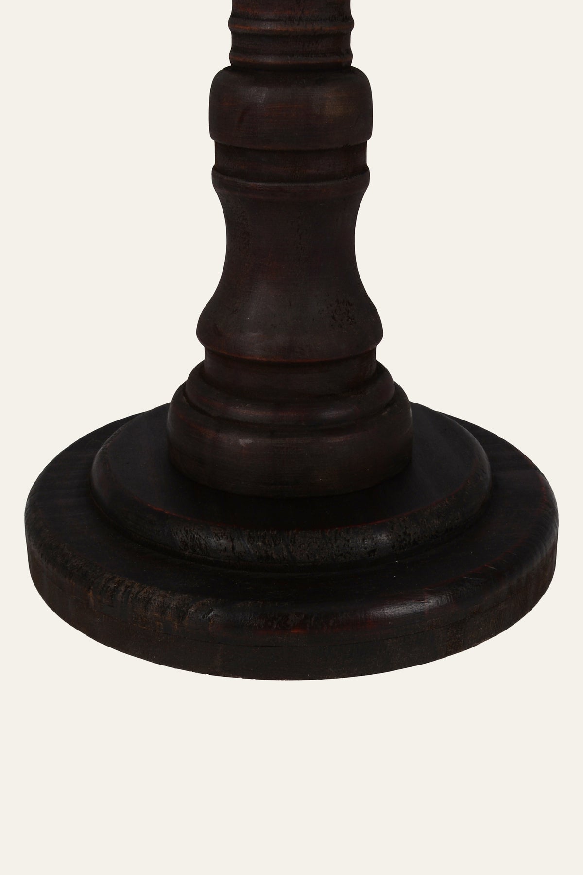 Dark Brown Wood Turned Spindle Pedestal Accent Table