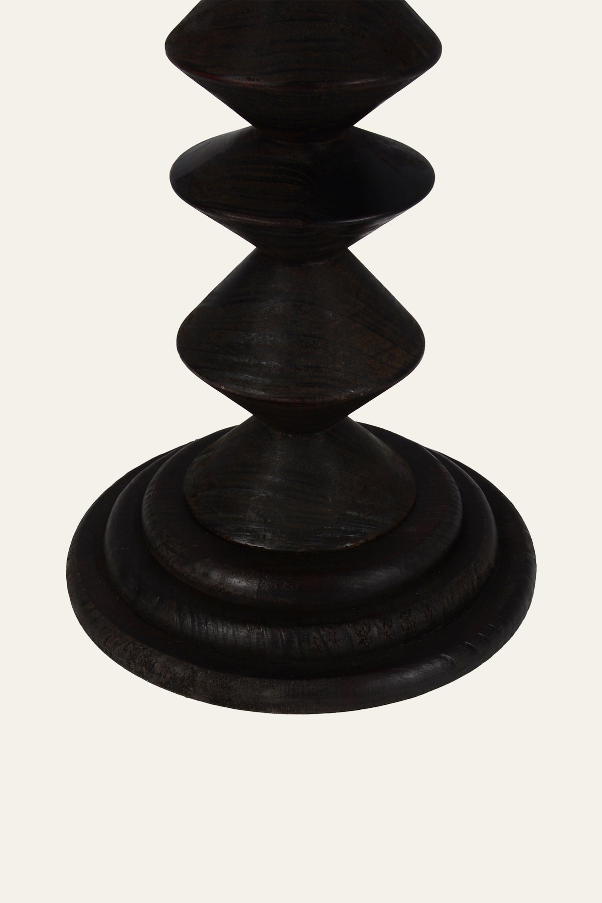 Round Wood Geometric Side Table with Stacked Column