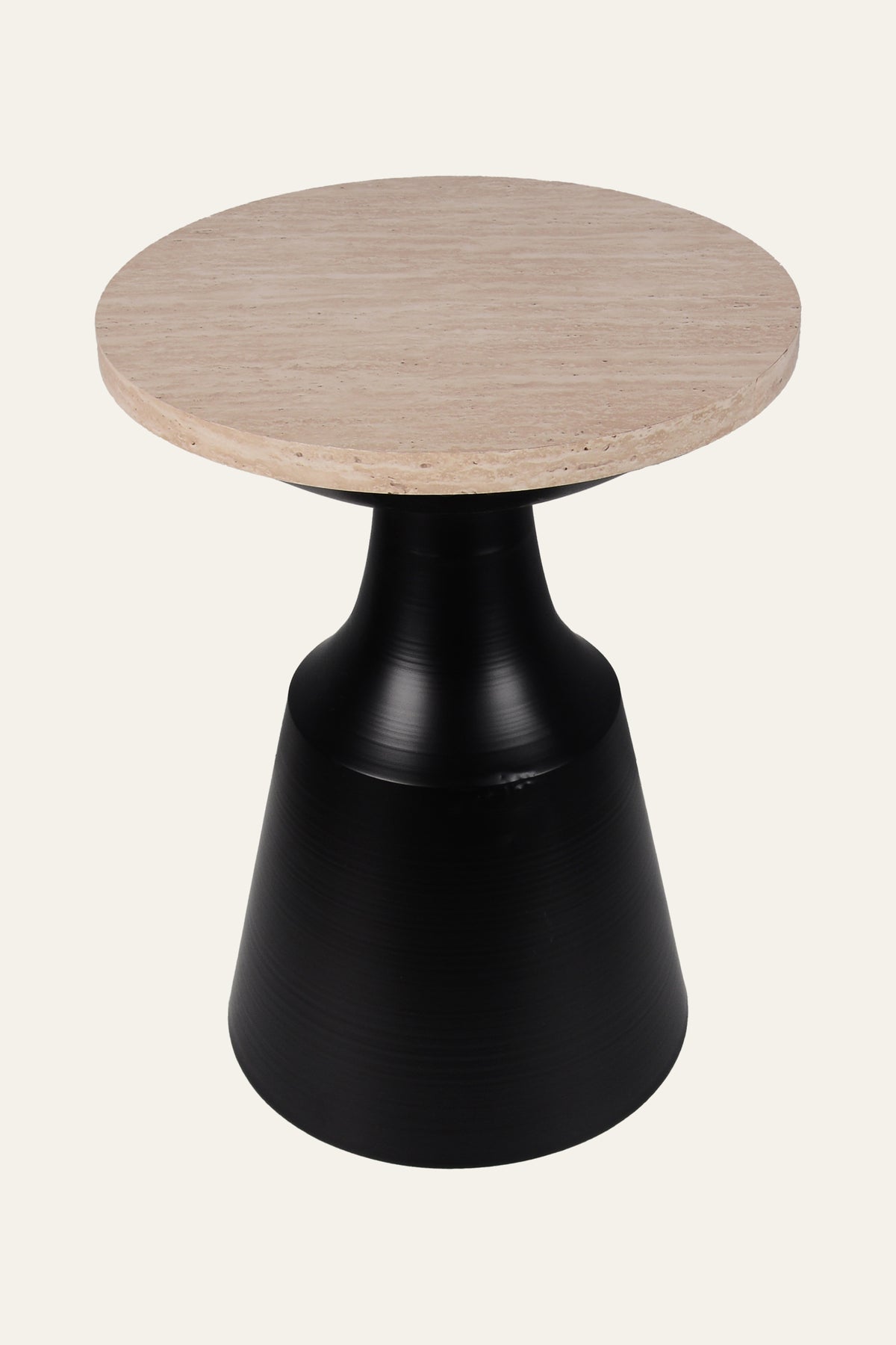 Modern Pedestal Tapered Side Table with Black Metal Base