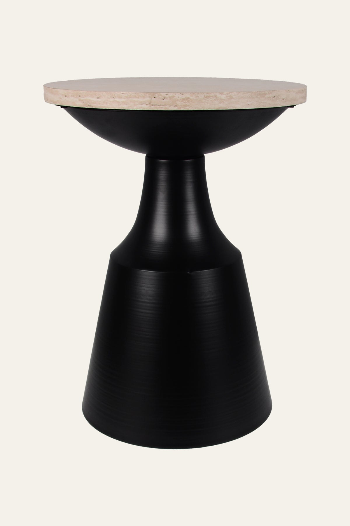 Modern Pedestal Tapered Side Table with Black Metal Base