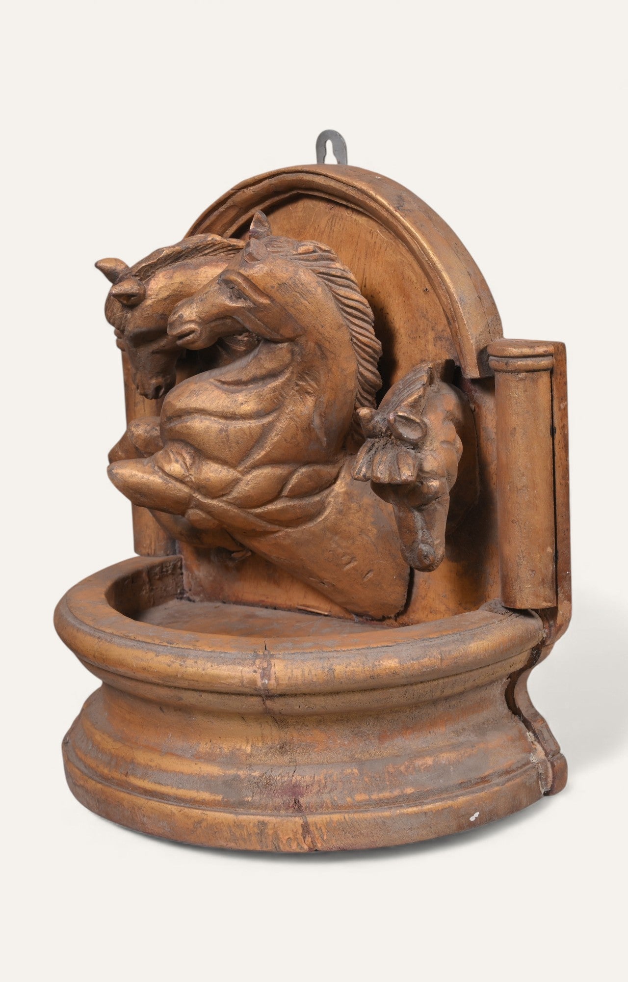 Equestrian Wall Fountain Panel in Aged Teak